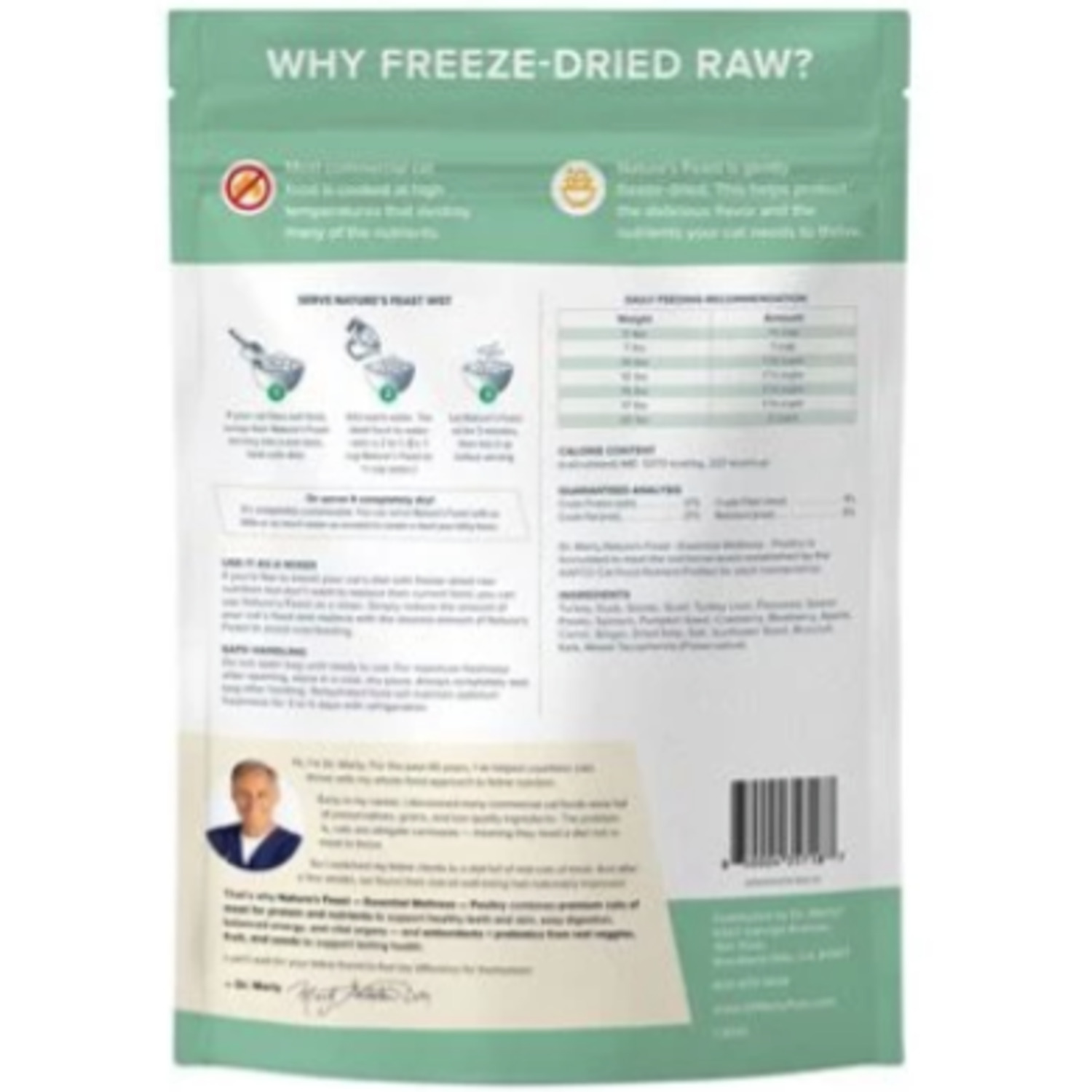 Dr. Marty Nature's Feast Essential Wellness Poultry Freeze Dried Raw Adult Cat Food, 12Oz