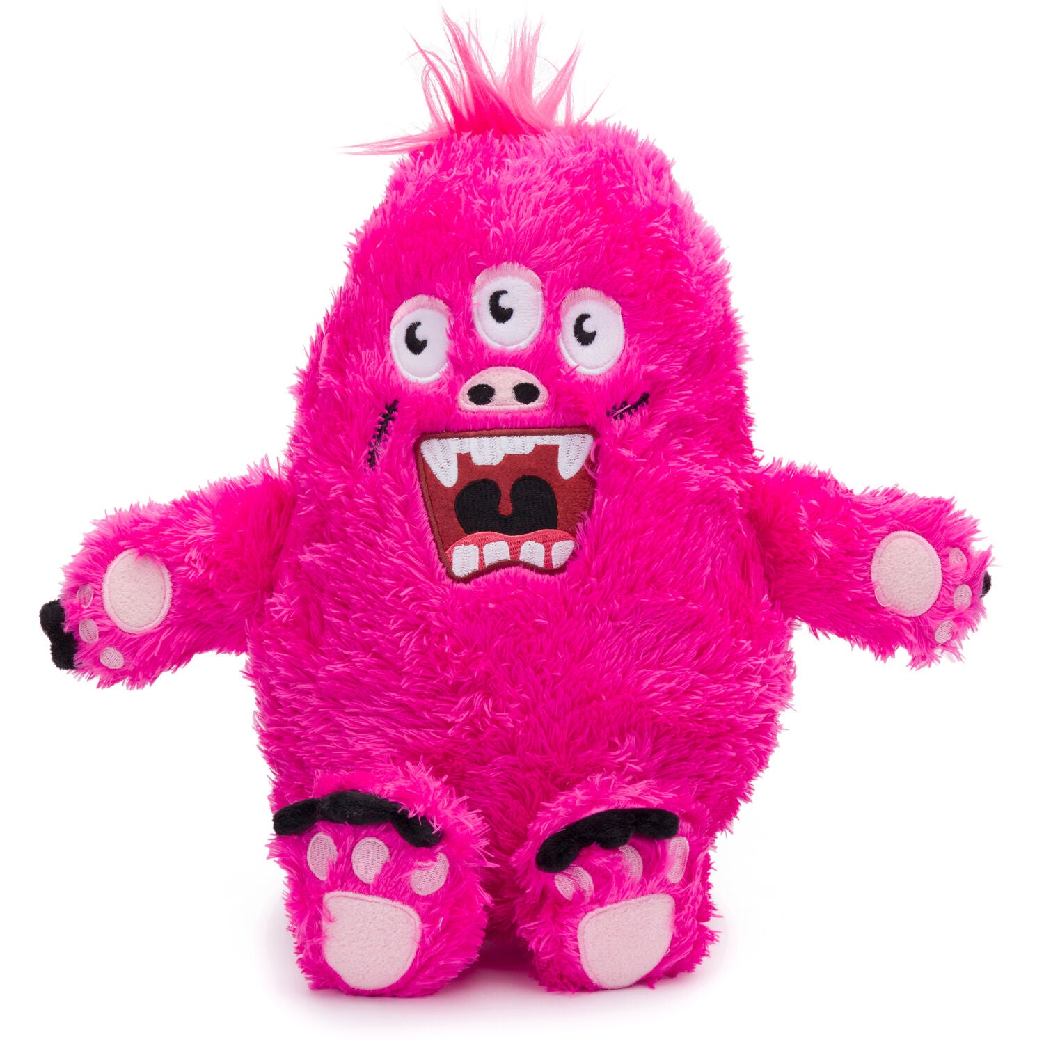 Fabdog Fluffy Pink Monster Squeaky Snuggly Dog Toy, 17"