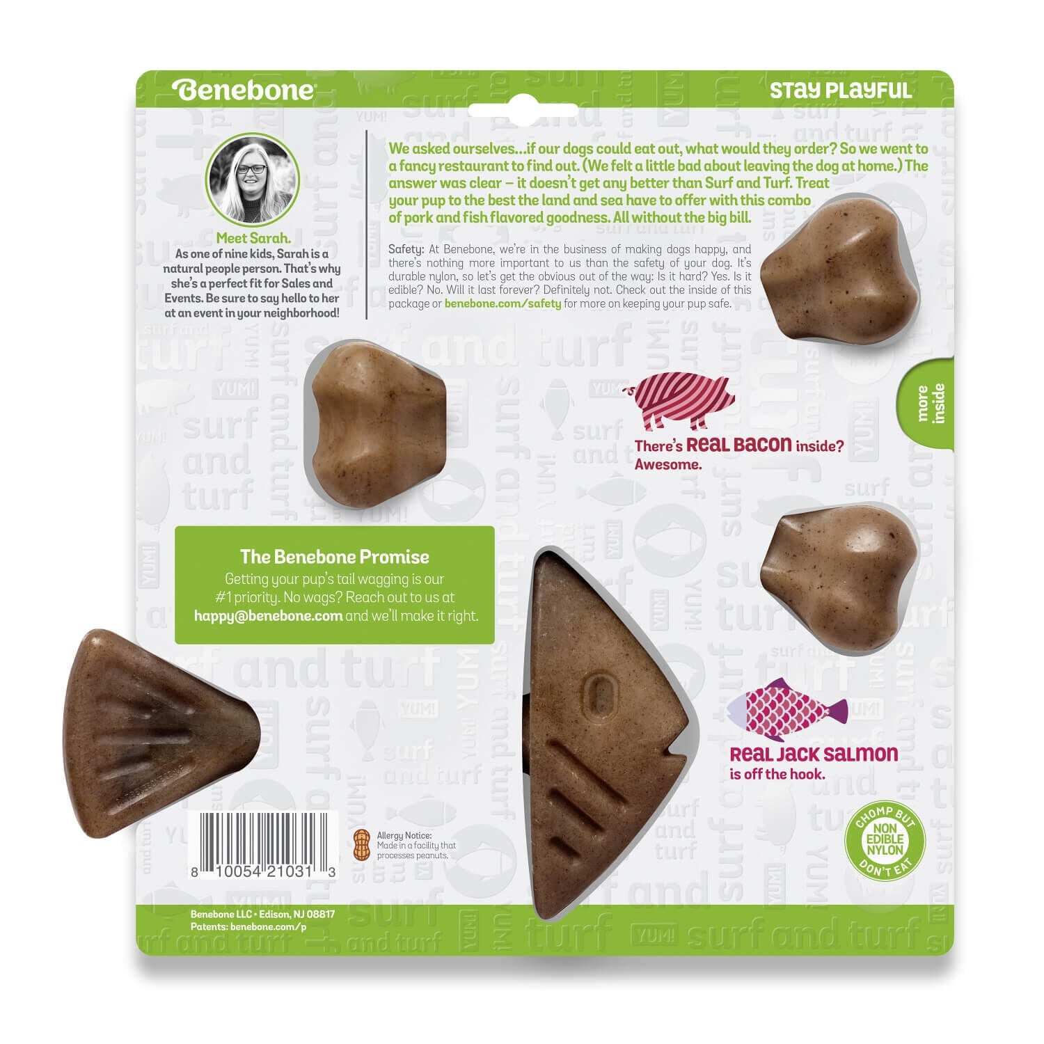 Benebone 2-Pack Fishbone/Wishbone Bacon Dog Chew Toy