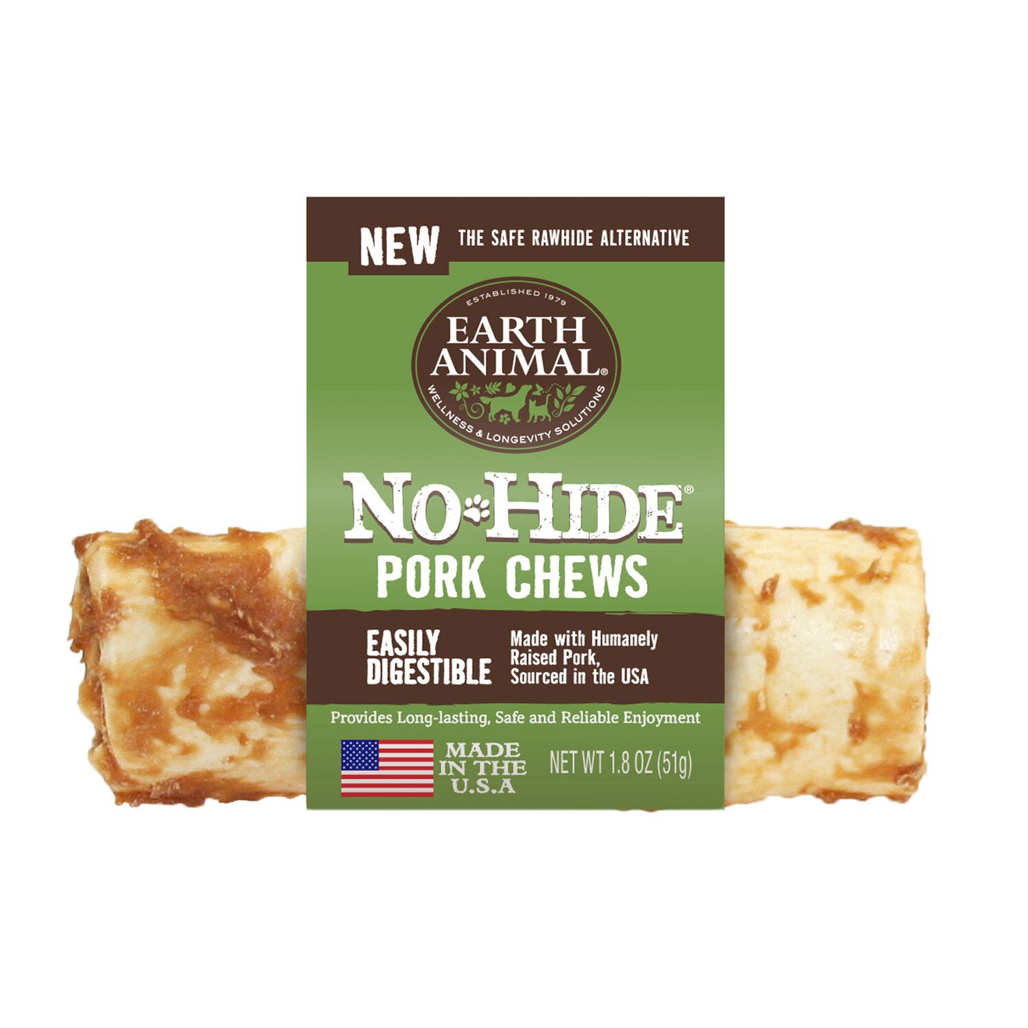 Earth Animal No-Hide Rawhide Alternative Dog Treat Chew, Pork Recipe