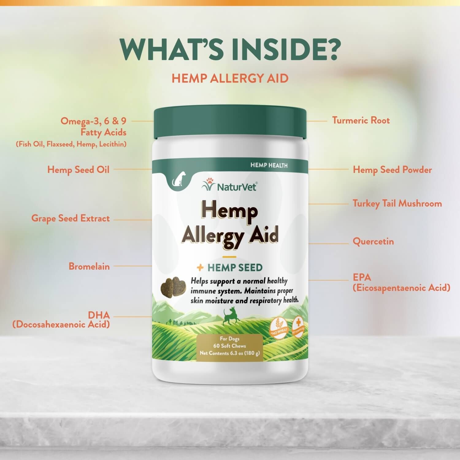 Naturvet Hemp Allergy Aid Soft Chews For Dogs
