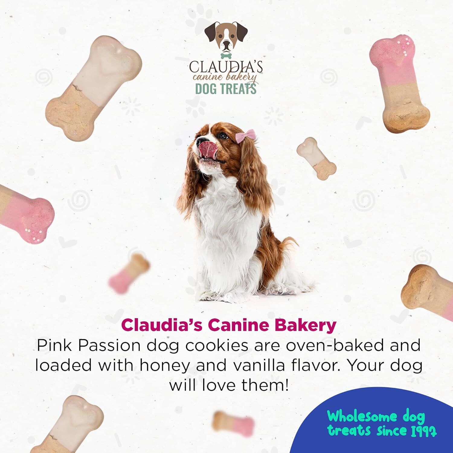 Claudia's Canine Cuisine Pink Passion Assortment Of Gourmet Biscuit Dog Treats, 7-Oz