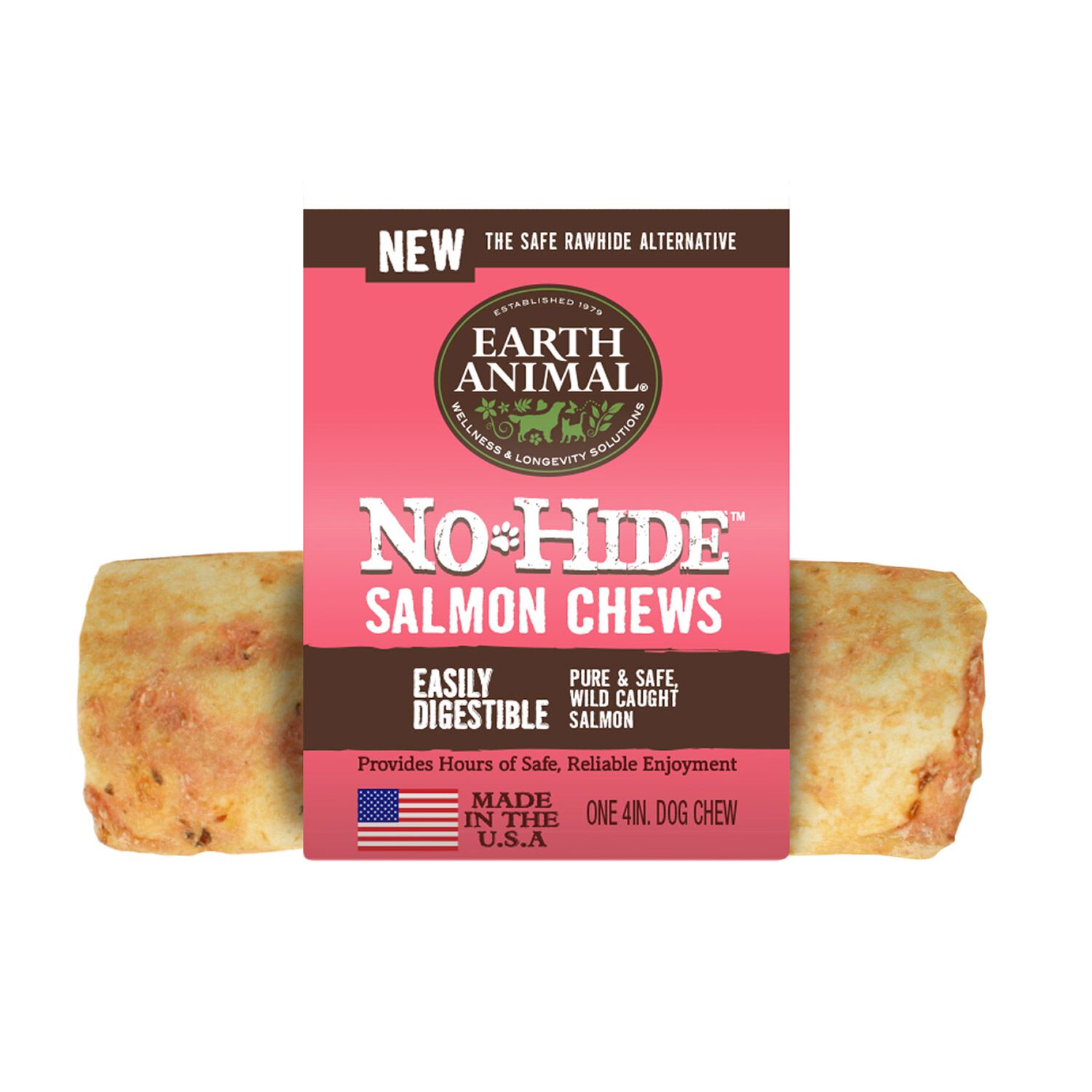Earth Animal No-Hide Rawhide Alternative Dog Treat Chew, Wild Caught Salmon