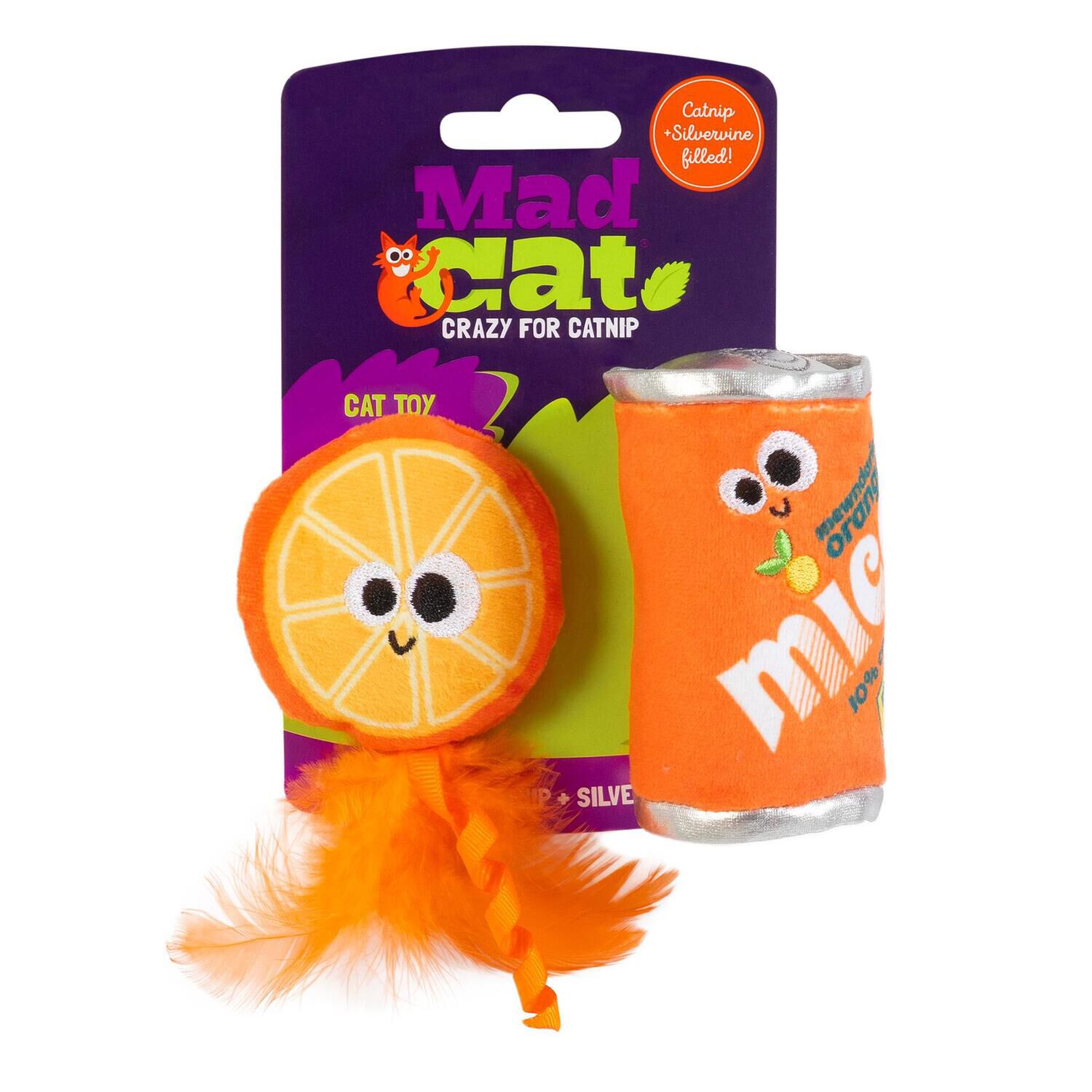 Mad Cat Orange Soda And Mouse Catnip Cat Toy, 2 Pack
