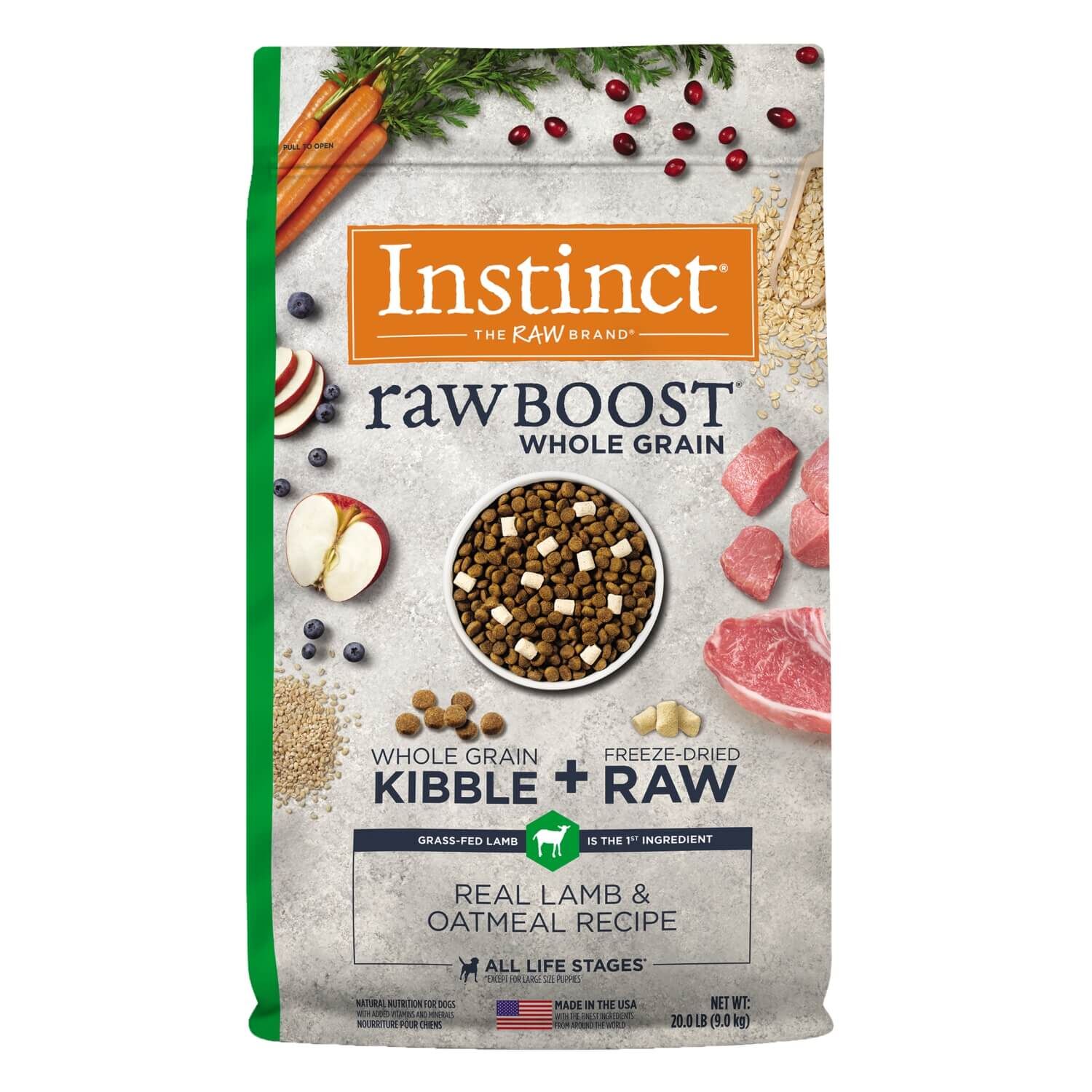Instinct Raw Boost Whole Grain Real Lamb & Oatmeal Recipe Dry Dog Food, 3.5-Lb