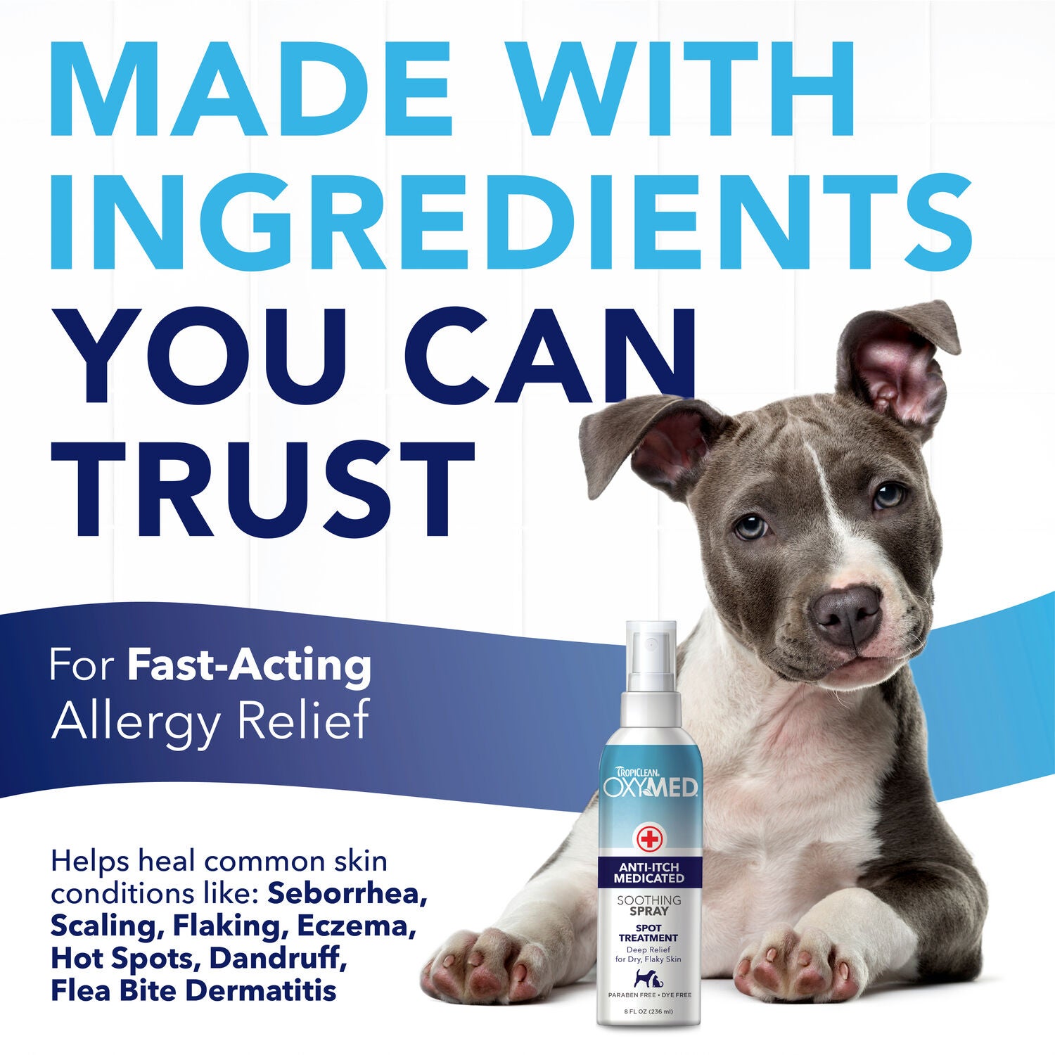 Tropiclean Oxymed Medicated Anti-Itch Soothing Spray For Dogs & Cats