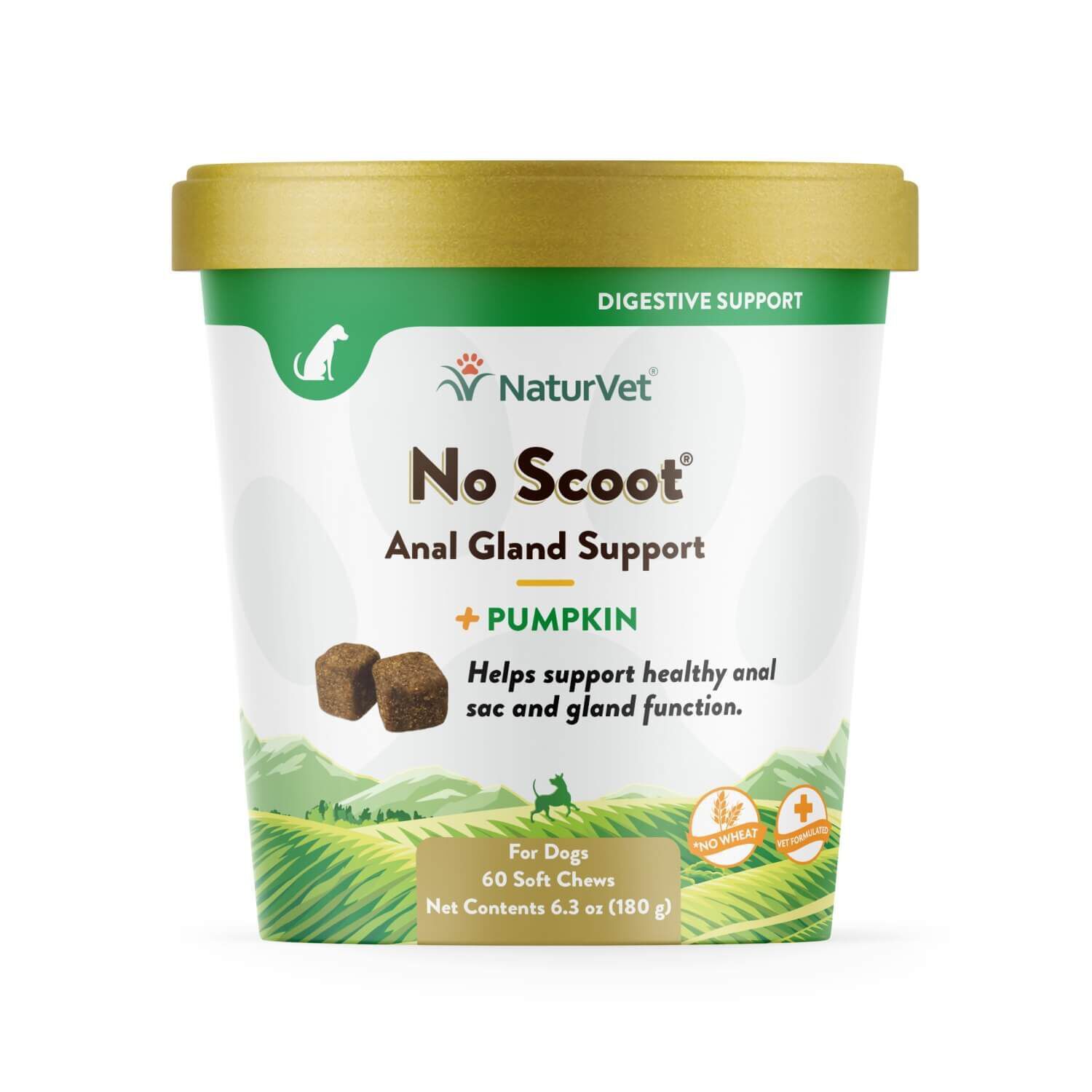 Naturvet No Scoot Anal Gland Support + Pumpkin Soft Chew Supplements For Dogs