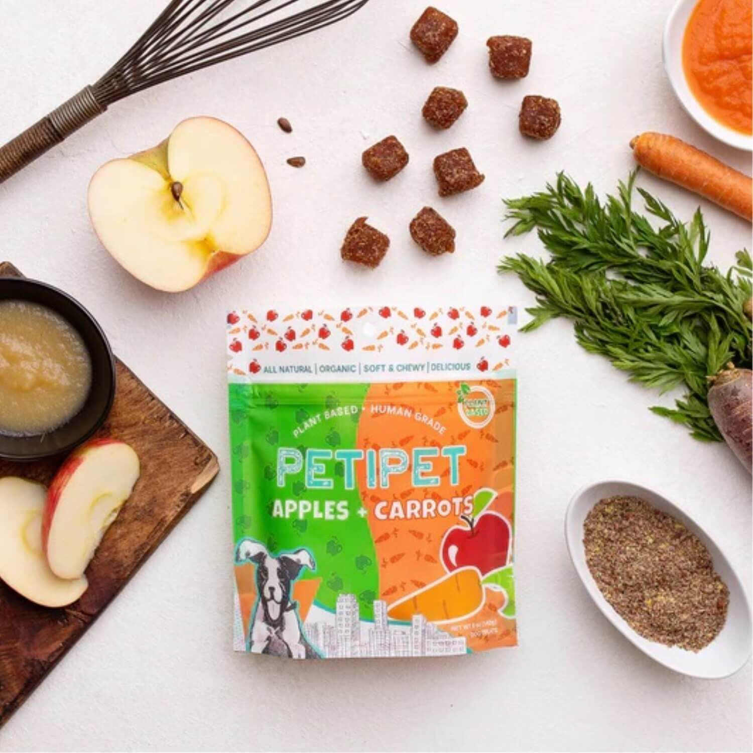 Petipet Apples & Carrots Organic Plant Based Soft & Chewy Dog Treats