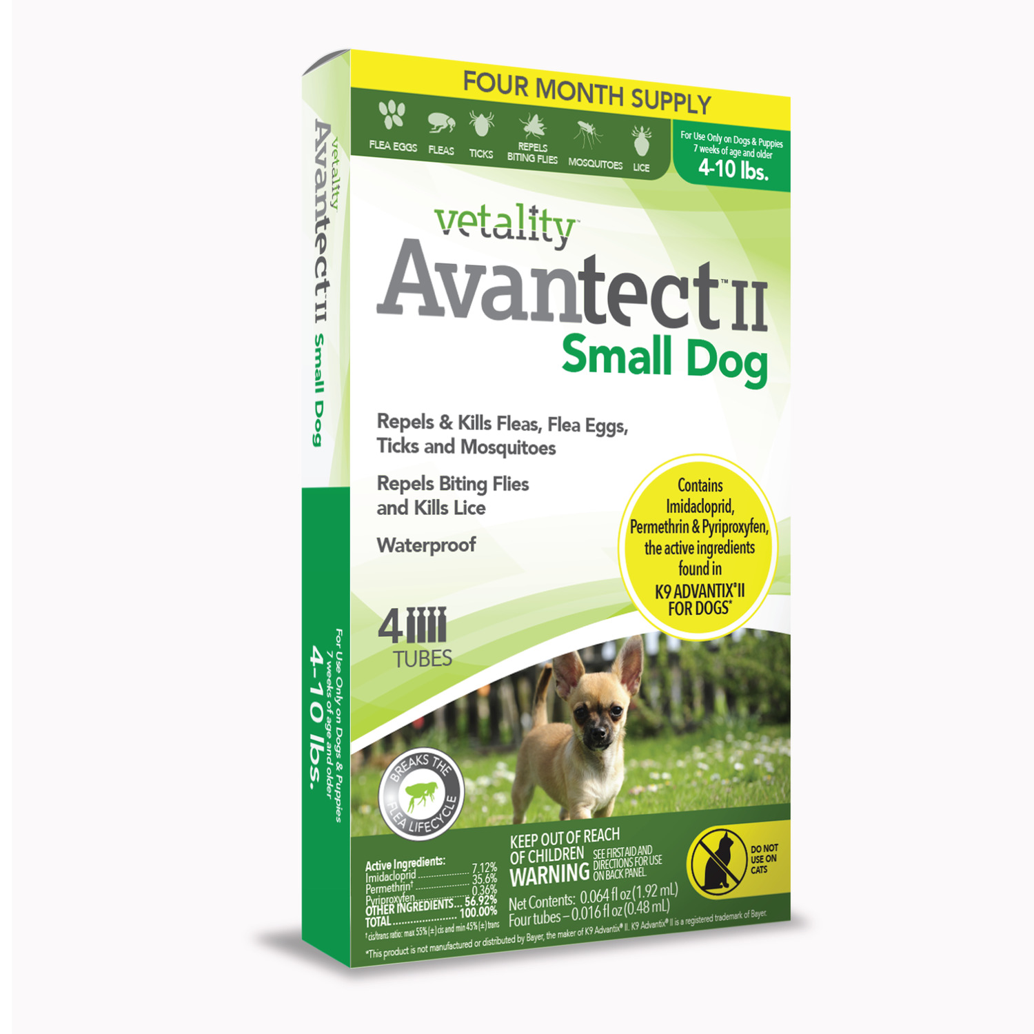 Vetality Avantect Ii Topical Flea & Tick Treatment For Extra Large Dog, 55+ Lbs. 4 Dose
