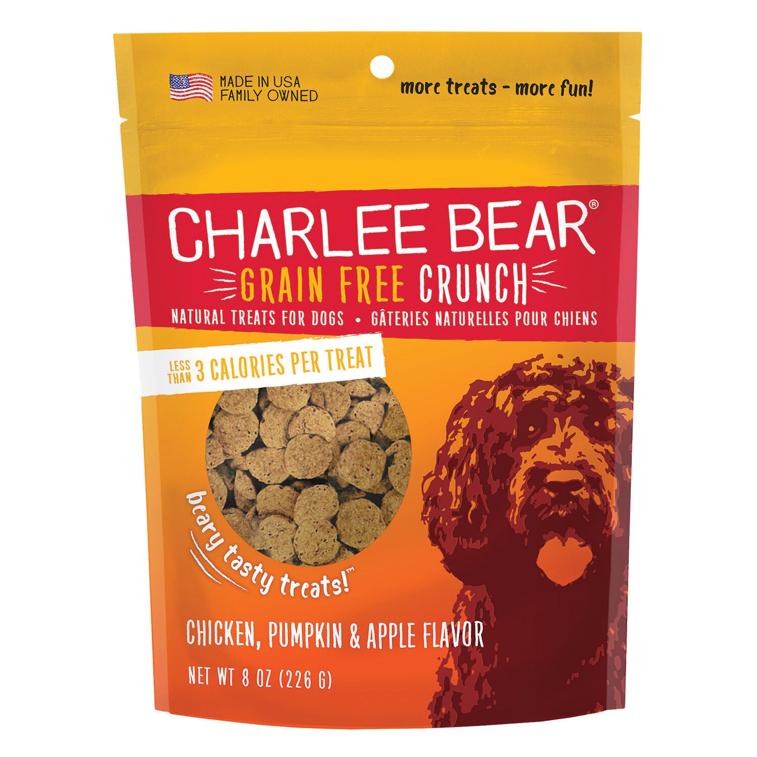 Charlee Bear Grain Free Crunchy Dog Treats, Chicken, Pumpkin & Apple Flavor