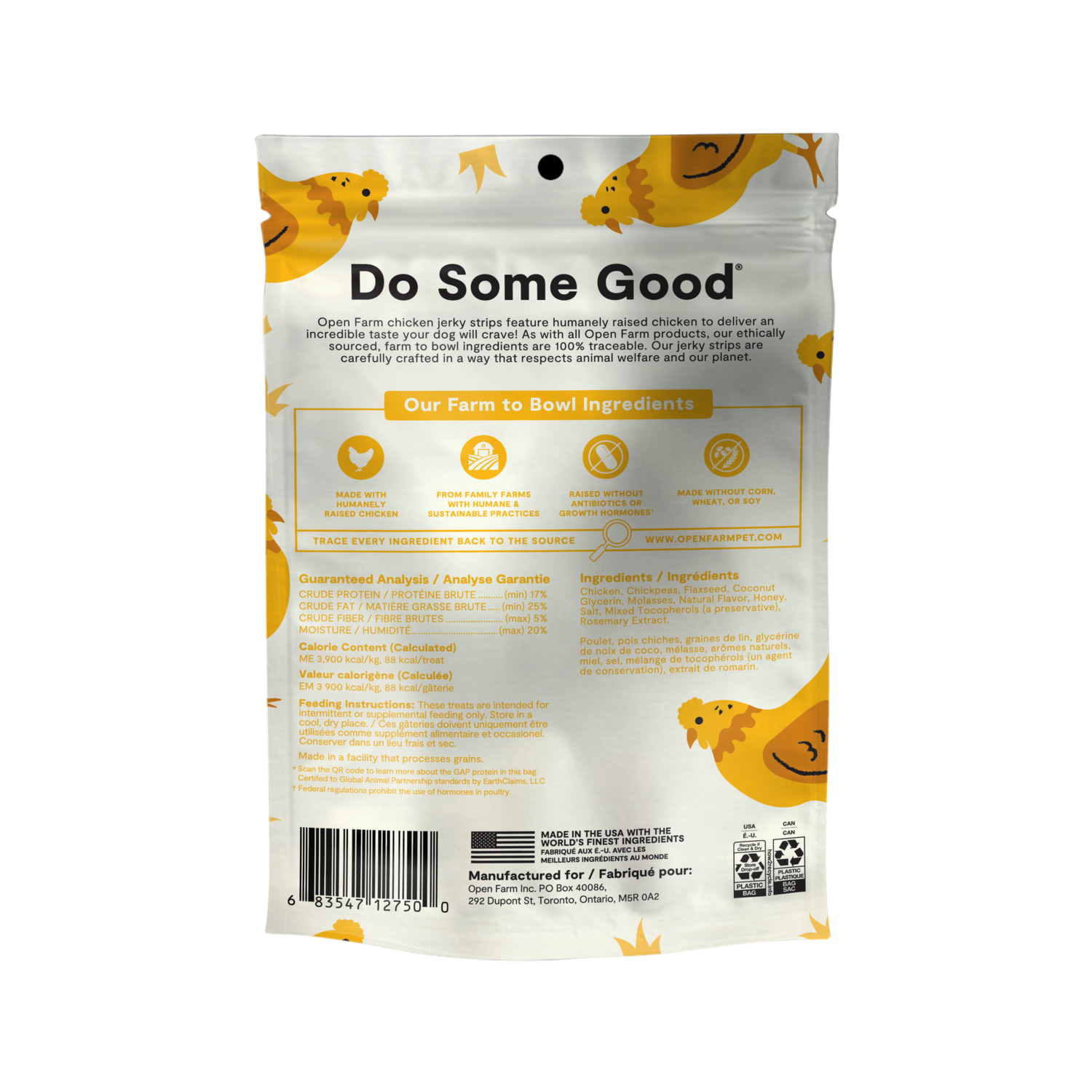 Open Farm Jerky Strips Grain Free Dog Treats, Chicken Recipe, 5.6Oz