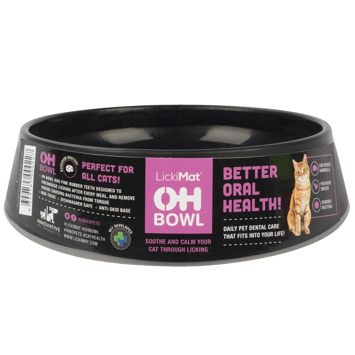 Lickimat O.H. Oral Health  Lickmat & Slow Feeder Cat Bowl  - Black