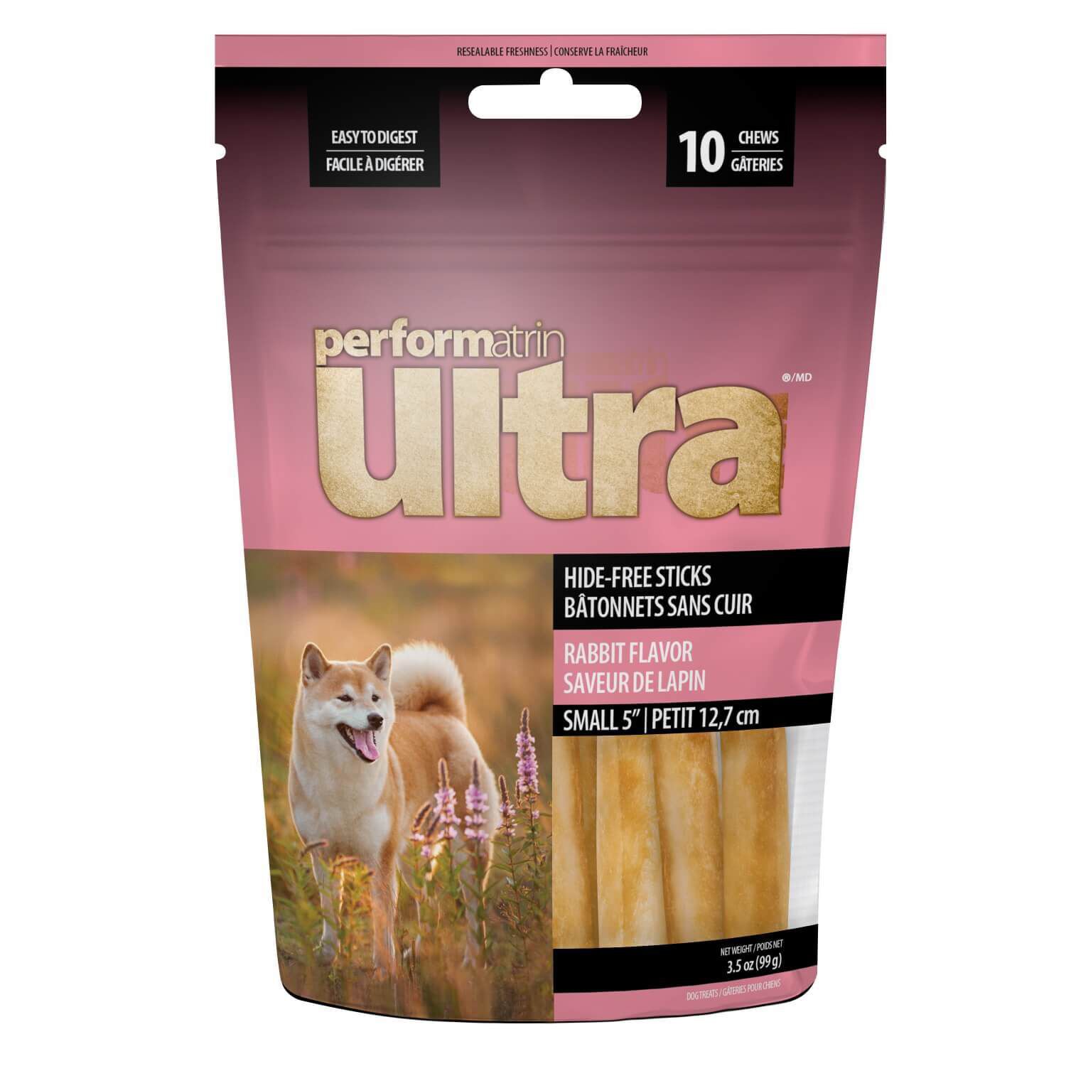 Performatrin Ultra Hide-Free Sticks Rawhide Alternative Dog Treat, Rabbit Flavor