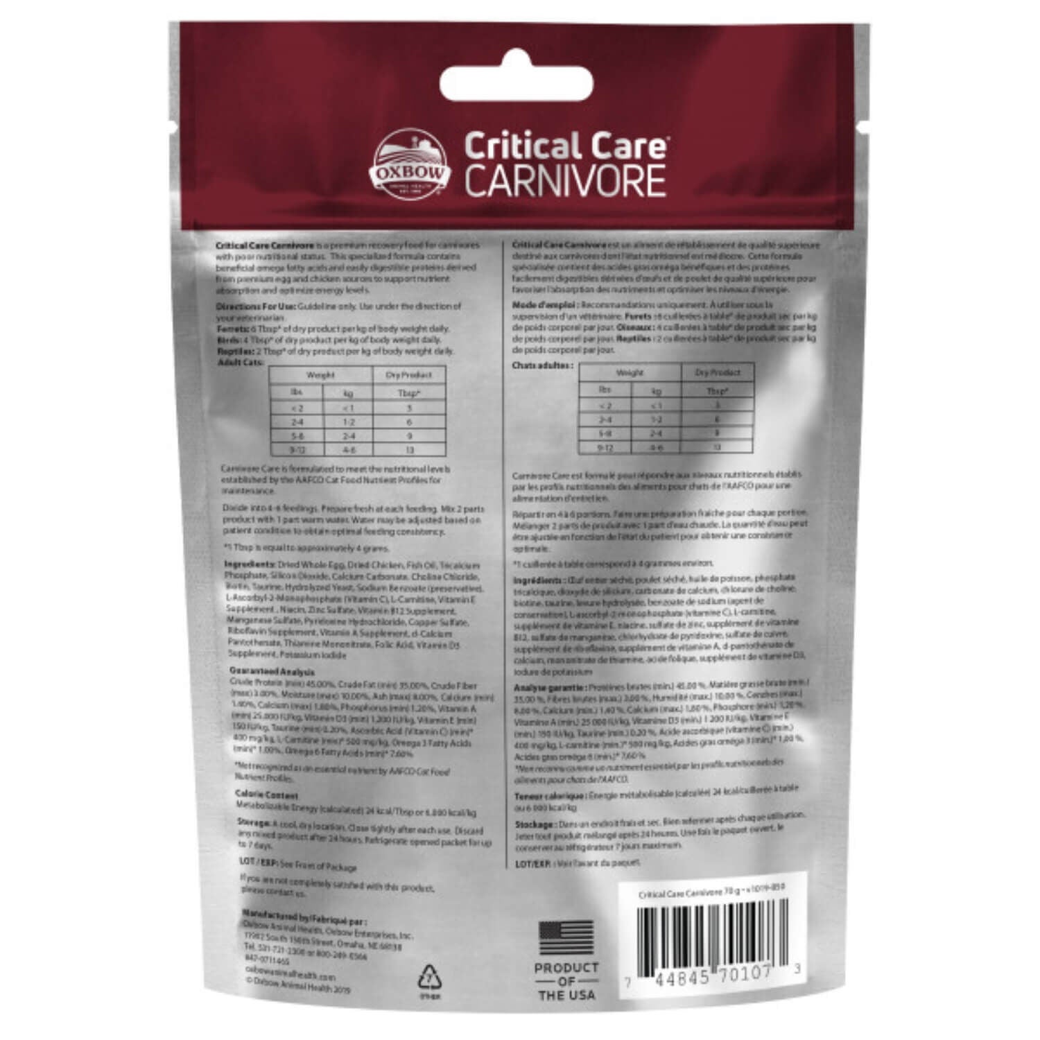 Oxbow Critical Care Carnivore Nutritional Supplement For Carnivores Pets