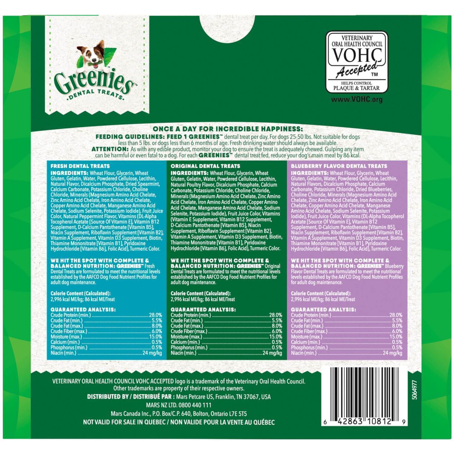 Greenies Natural Dental Care Dog Treats, Regular, 3 Flavor Variety Pack