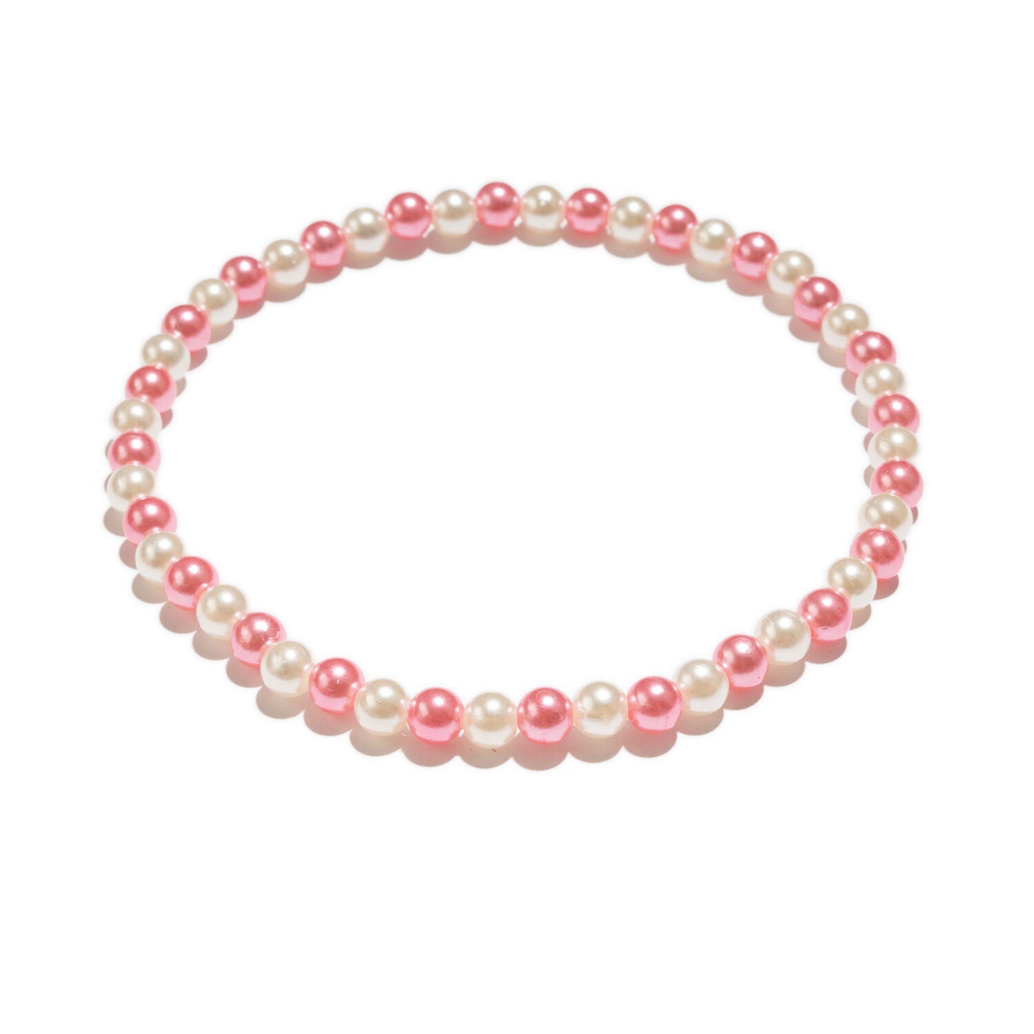 Simply Dog Faux Pearl Dog Necklace, Pink & White
