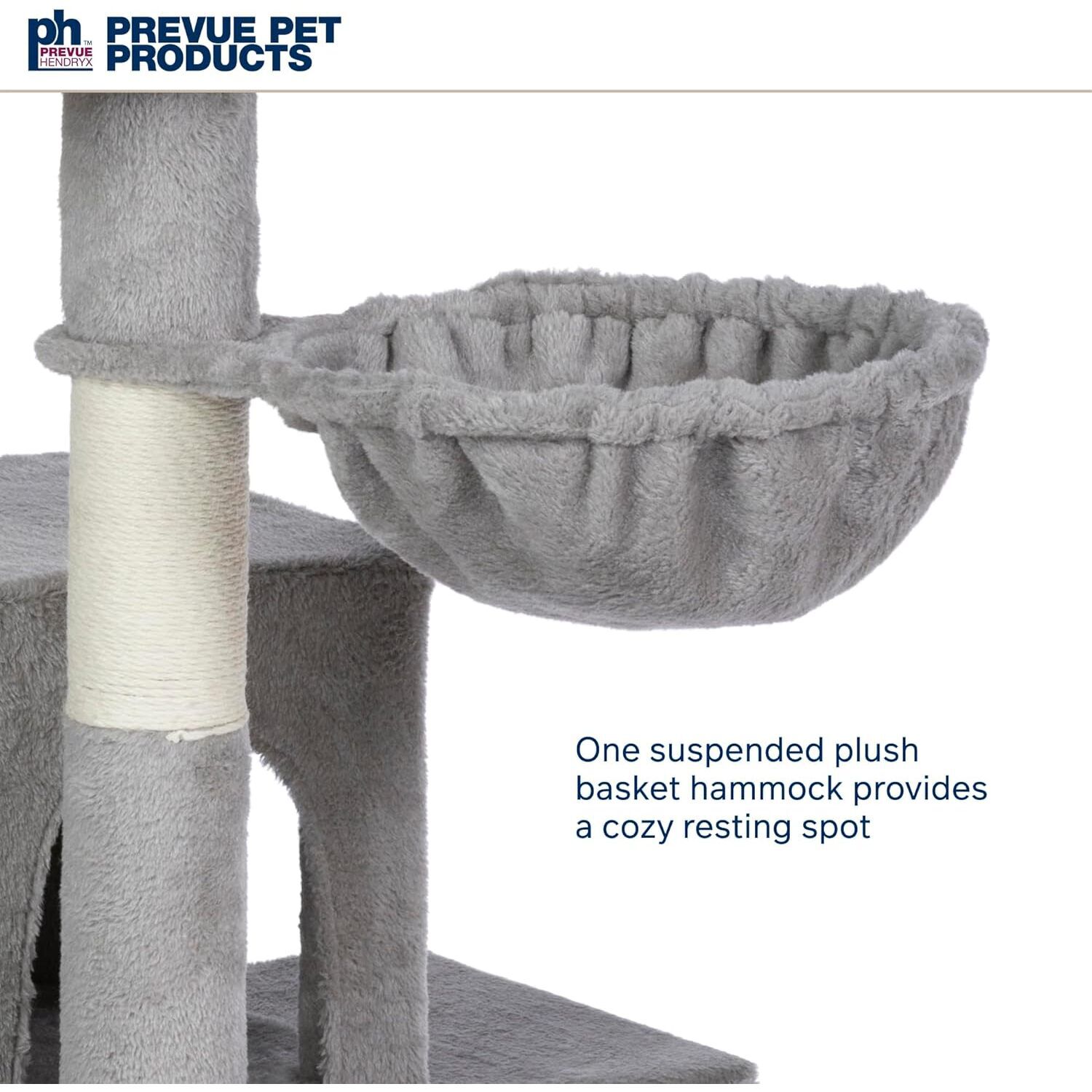 Prevue Pet Products Kitty Power Paws Comfy Interactive Cat Tree Tower With Cat Scratcher, Gray