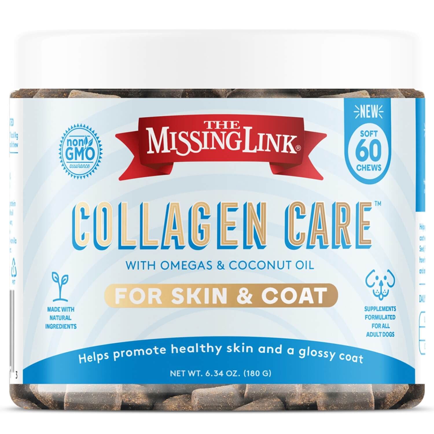 The Missing Link Collagen Care&trade; Soft Chews Skin & Coat, 60 Count Jar