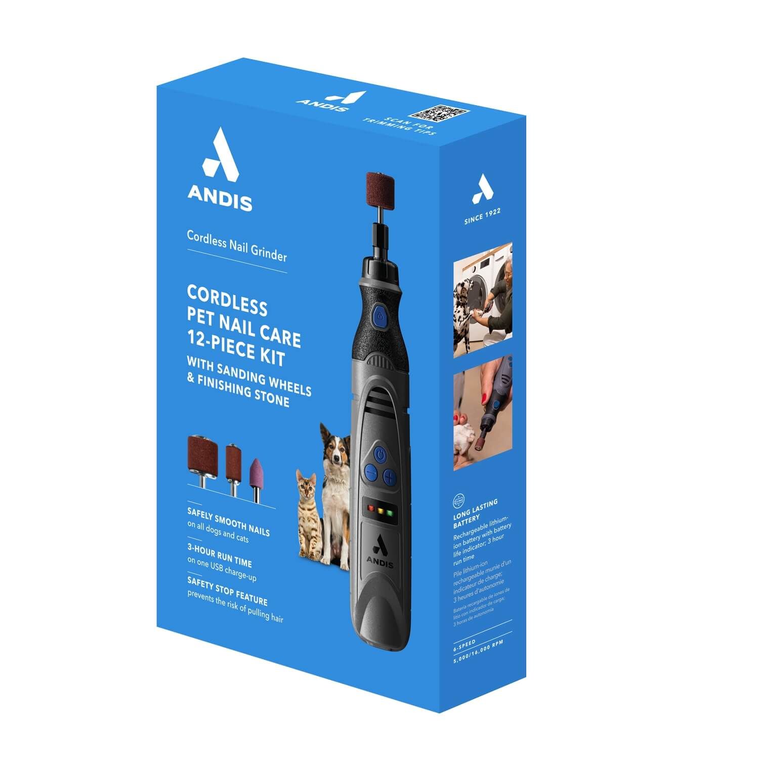 Andis 6-Speed Cordless Dog Nail Grinder Kit