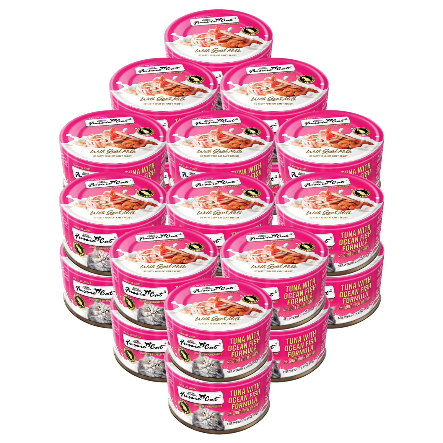Fussie Cat Premium Tuna With Oceanfish In Goat Milk Wet Cat Food, 2.47Oz