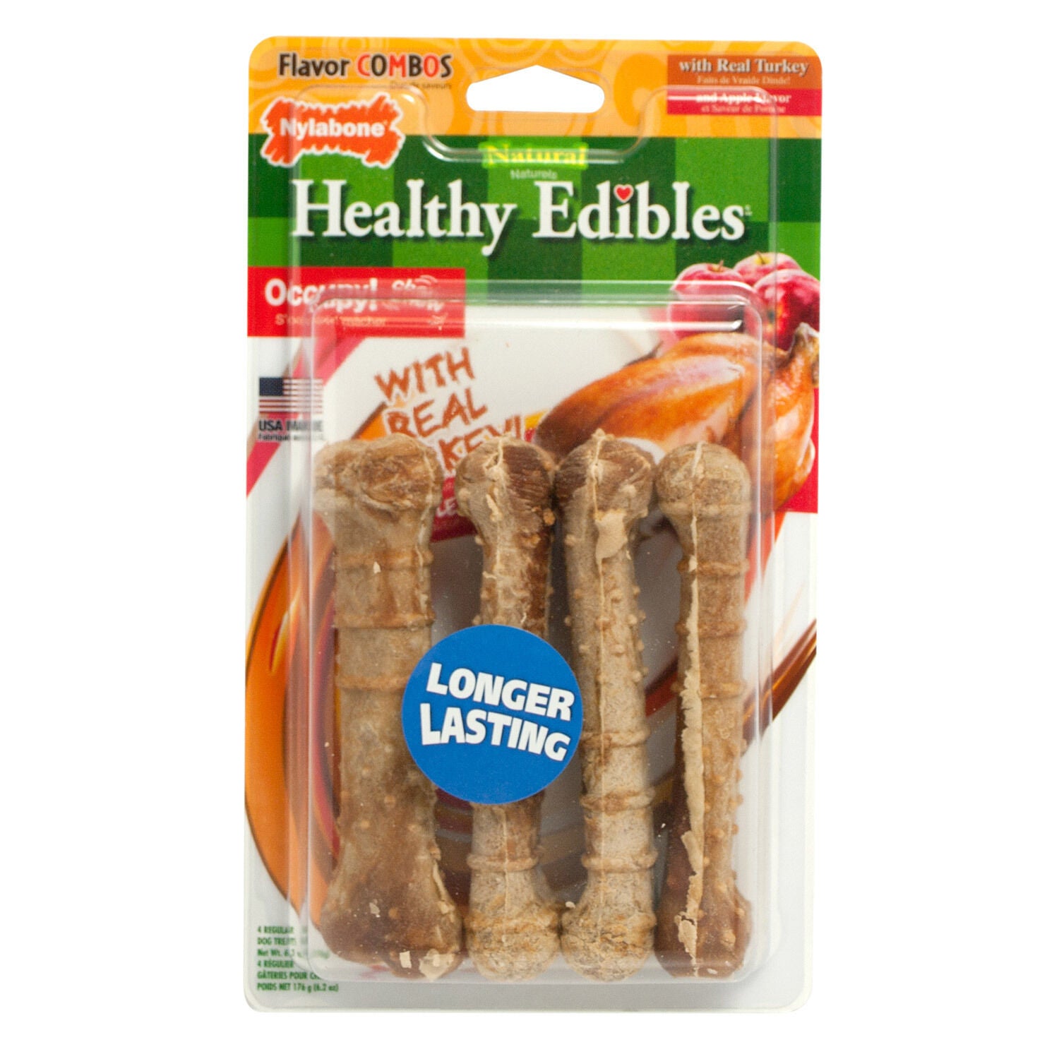 Nylabone Healthy Edibles Turkey & Apple Flavor Regular Dog Treat