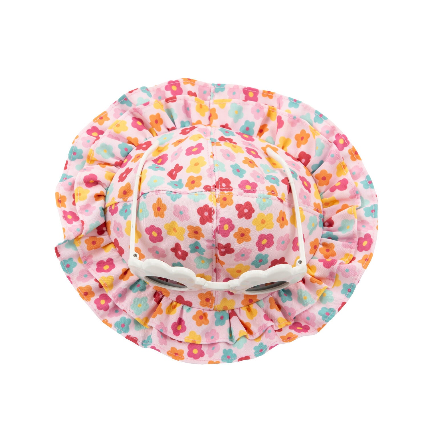 Simply Dog Floral Ruffle Dog Hat With Sunglasses