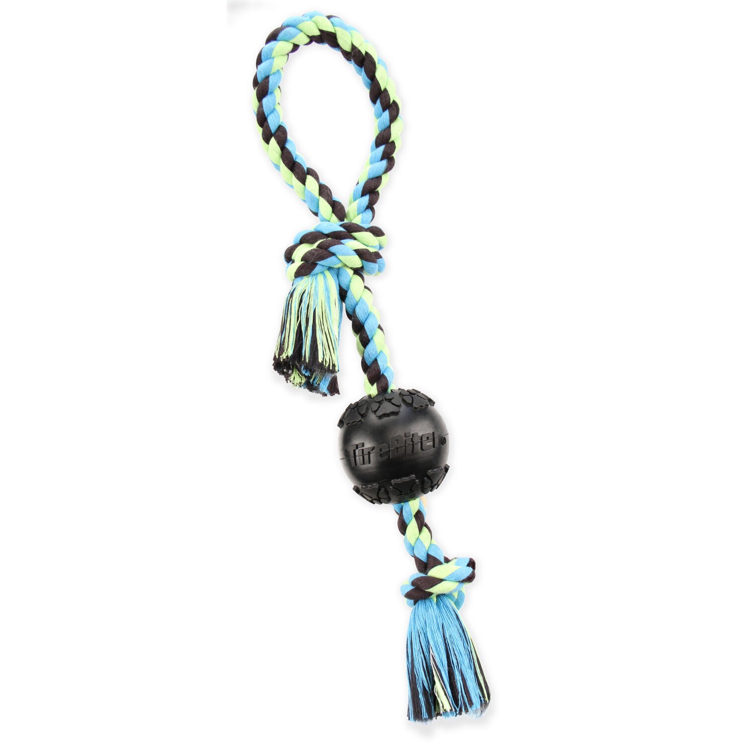 Mammoth Medium 3" Tirebiter Ball  With Pull Tug Rope Dog Toy, 20"