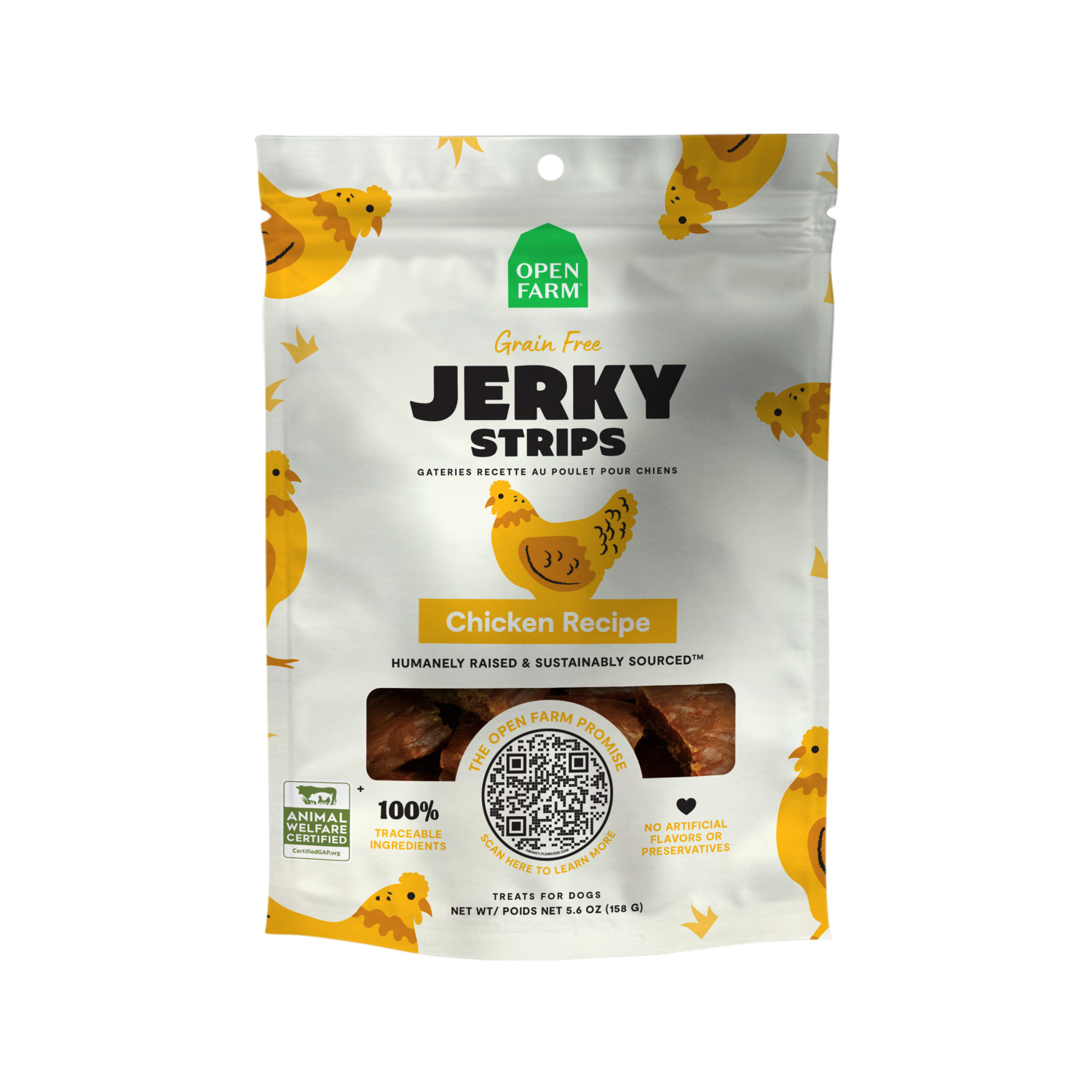 Open Farm Jerky Strips Grain Free Dog Treats, Chicken Recipe, 5.6Oz