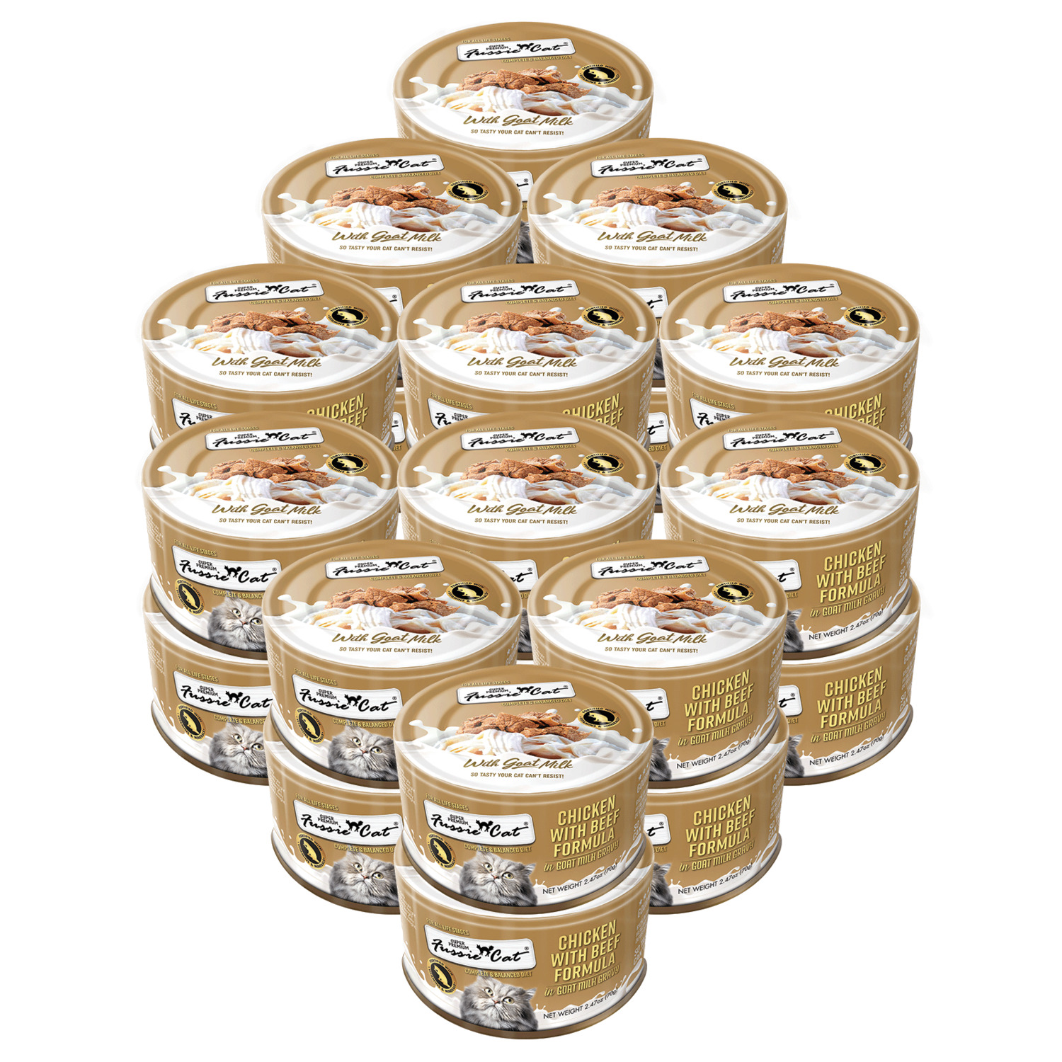 Fussie Cat Super Premium Chicken With Beef In Goat Milk Wet Cat Food, 2.47Oz
