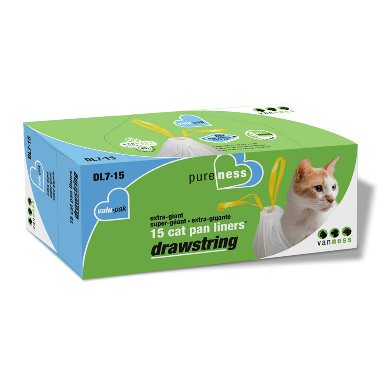 Van Ness Drawstring Cat Pan Liner White Extra-Giant 15Ct