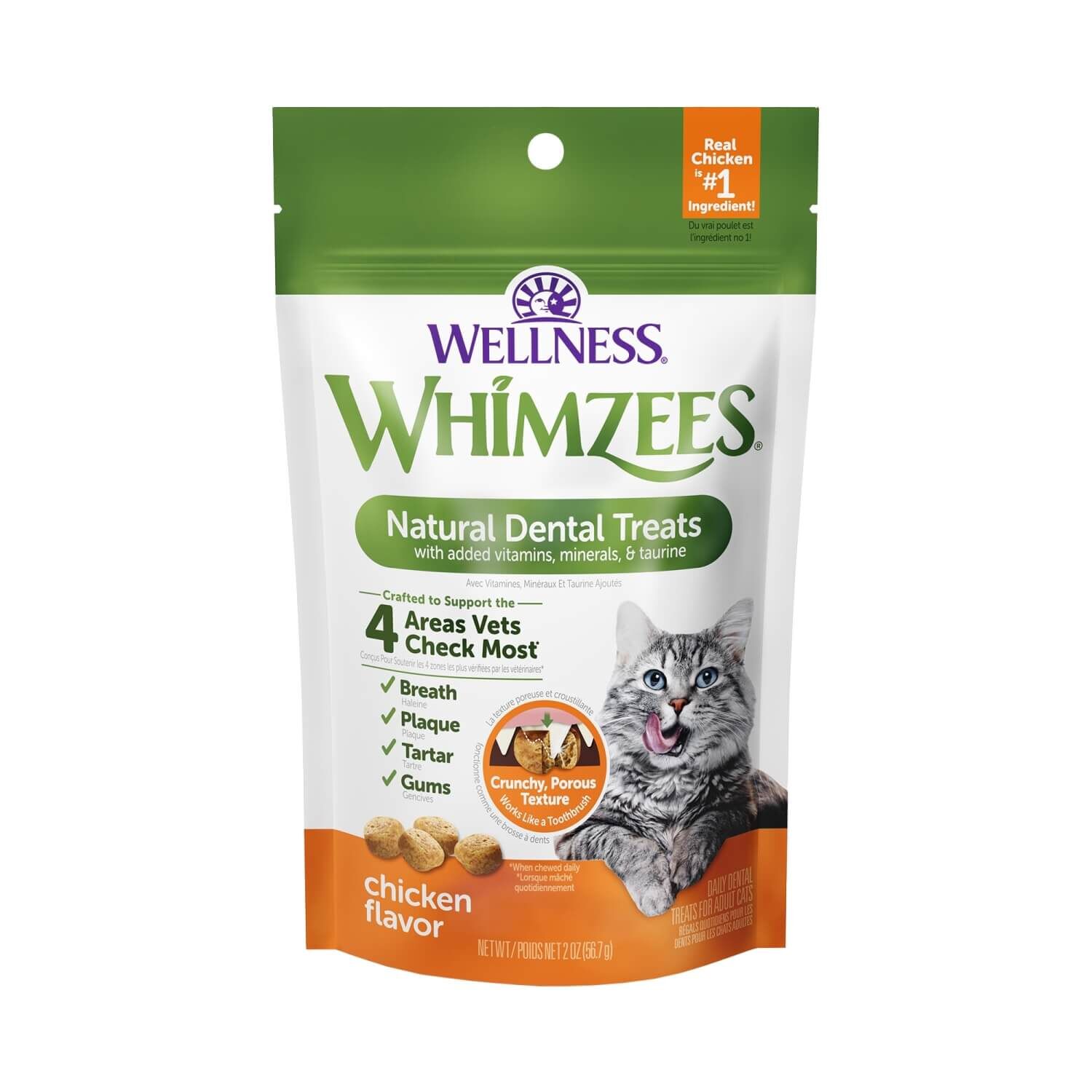 Whimzees Natural Cat Dental Treats, Chicken Flavor