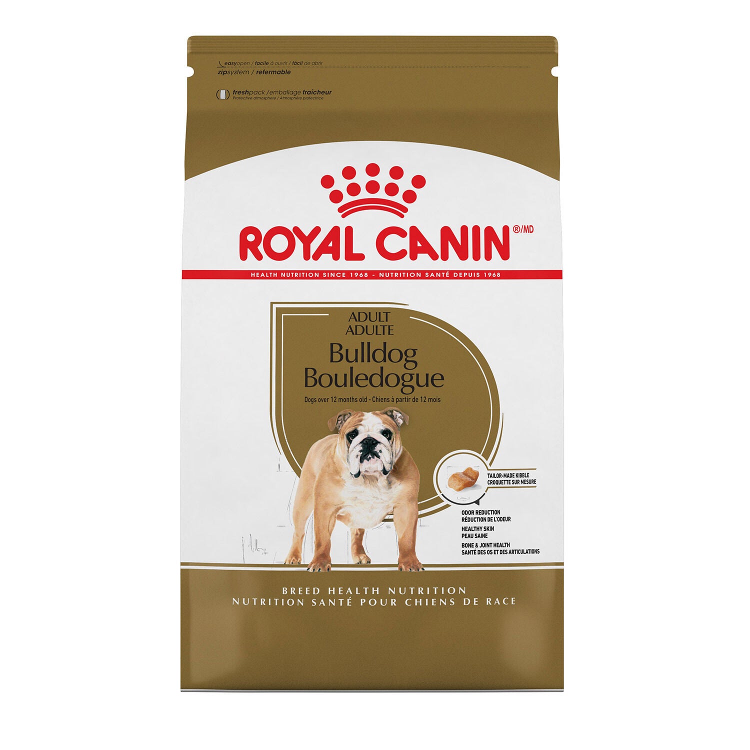 Royal Canin Breed Health Nutrition Bulldog Adult Dry Dog Food, 30Lb