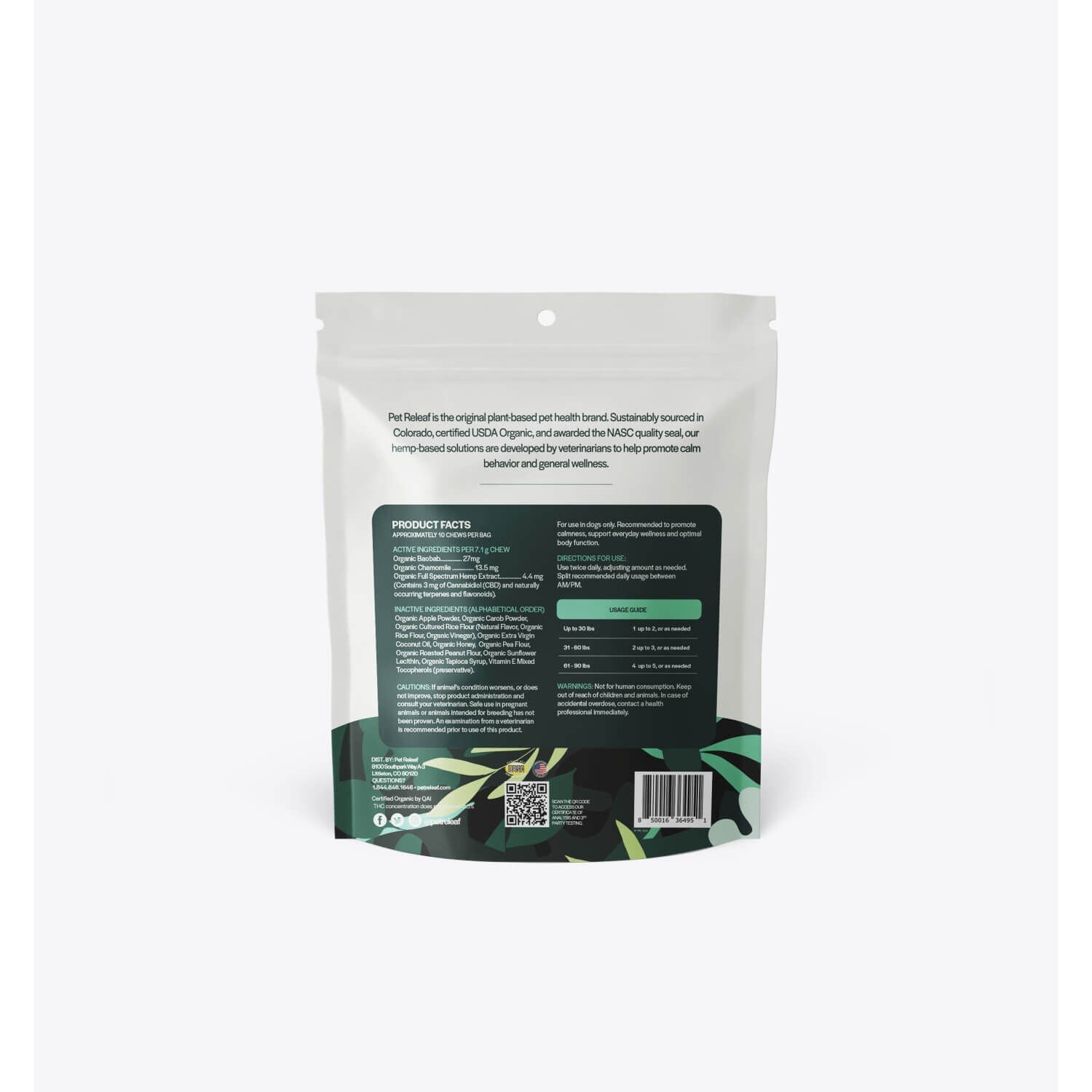 Pet Releaf 3Mg Stress Releaf Edibites Peanut Butter And Carob Small Dog Cbd Chews, 2.5-Oz Travel Size