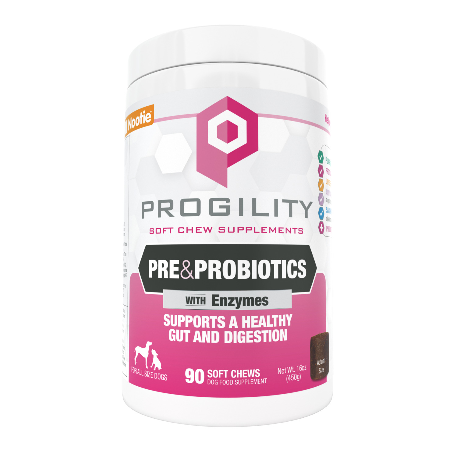 Progility Pre & Probiotics With Enzymes Soft Chew Dog Supplement, 90Ct