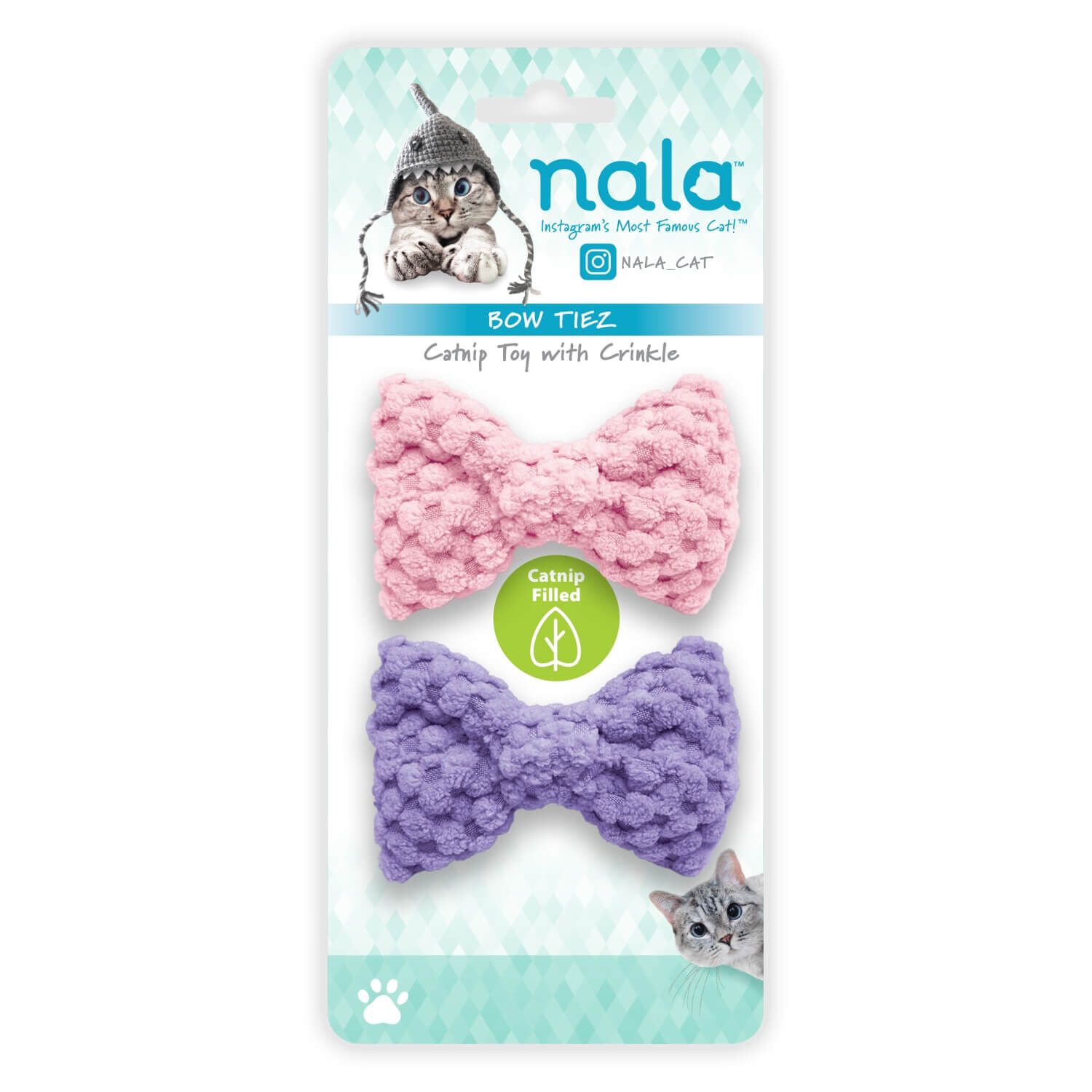 Nala Bow Tiez Plush Catnip Toy, 2 Pack