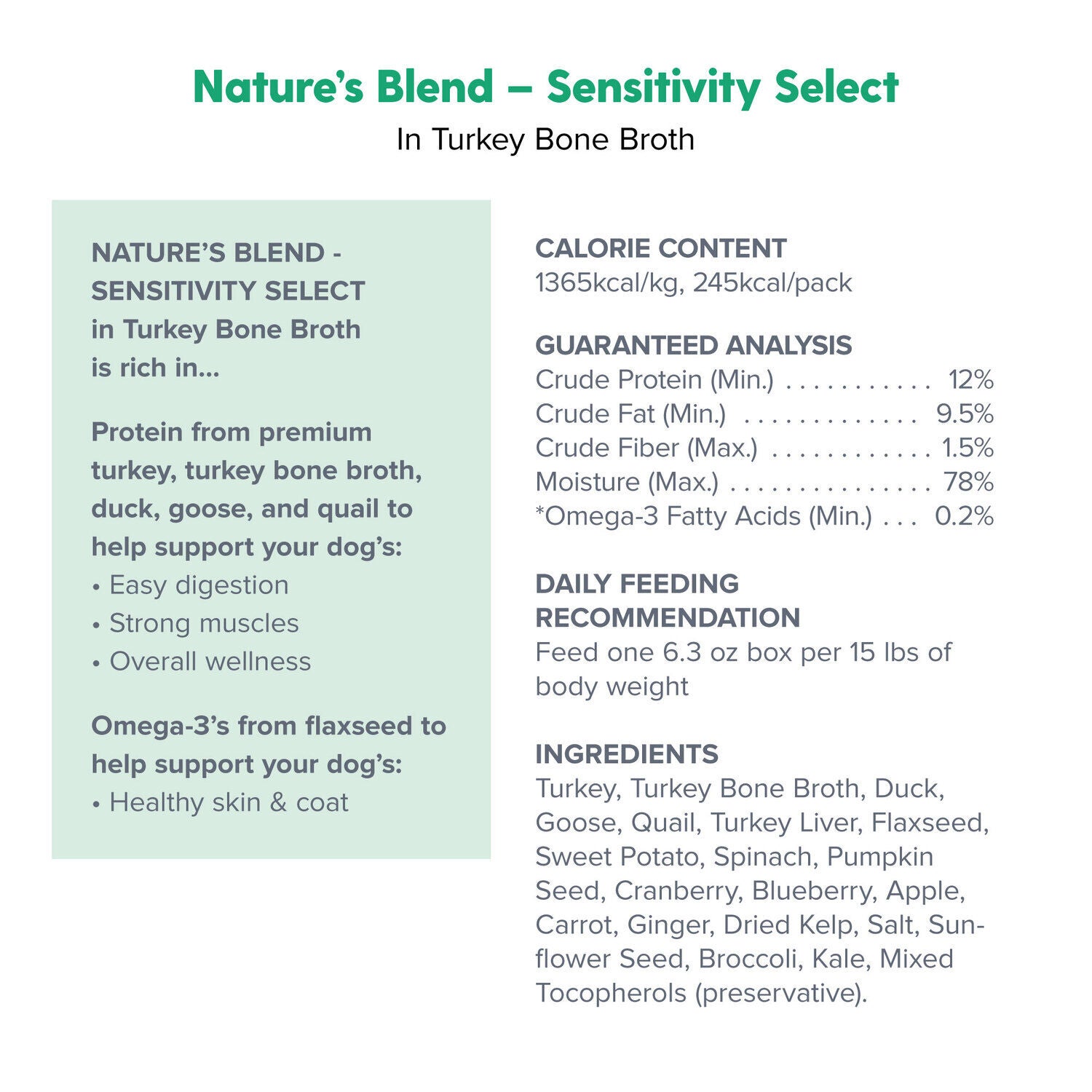 Dr. Marty Nature's Blend Sensitivity Select In Turkey Bone Broth Wet Dog Food, 6.3-Oz Pack Of 12