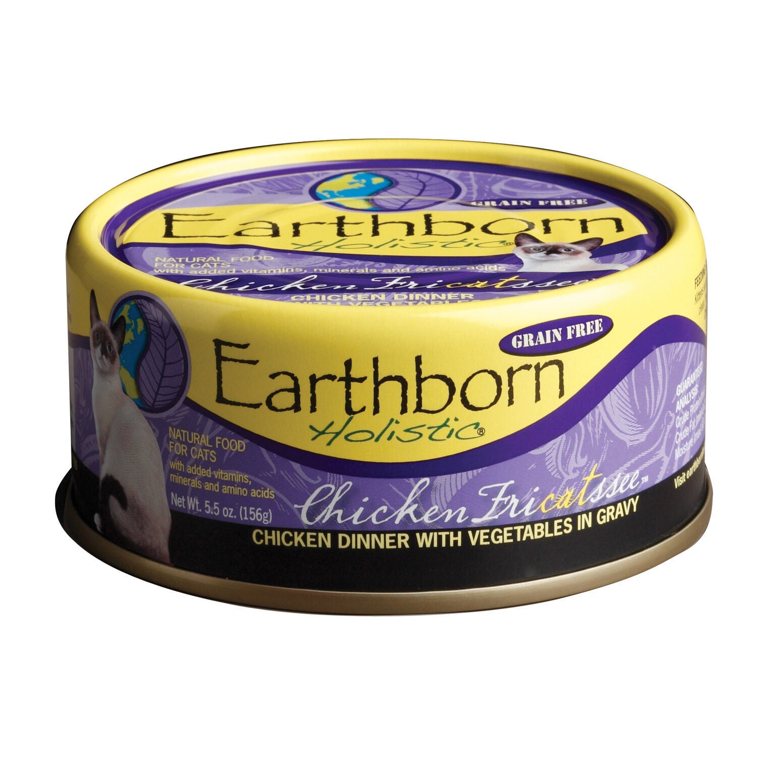 Earthborn Holistic Wet Cat Food, Chicken Fricatssee Chicken Dinner With Vegetables In Gravy