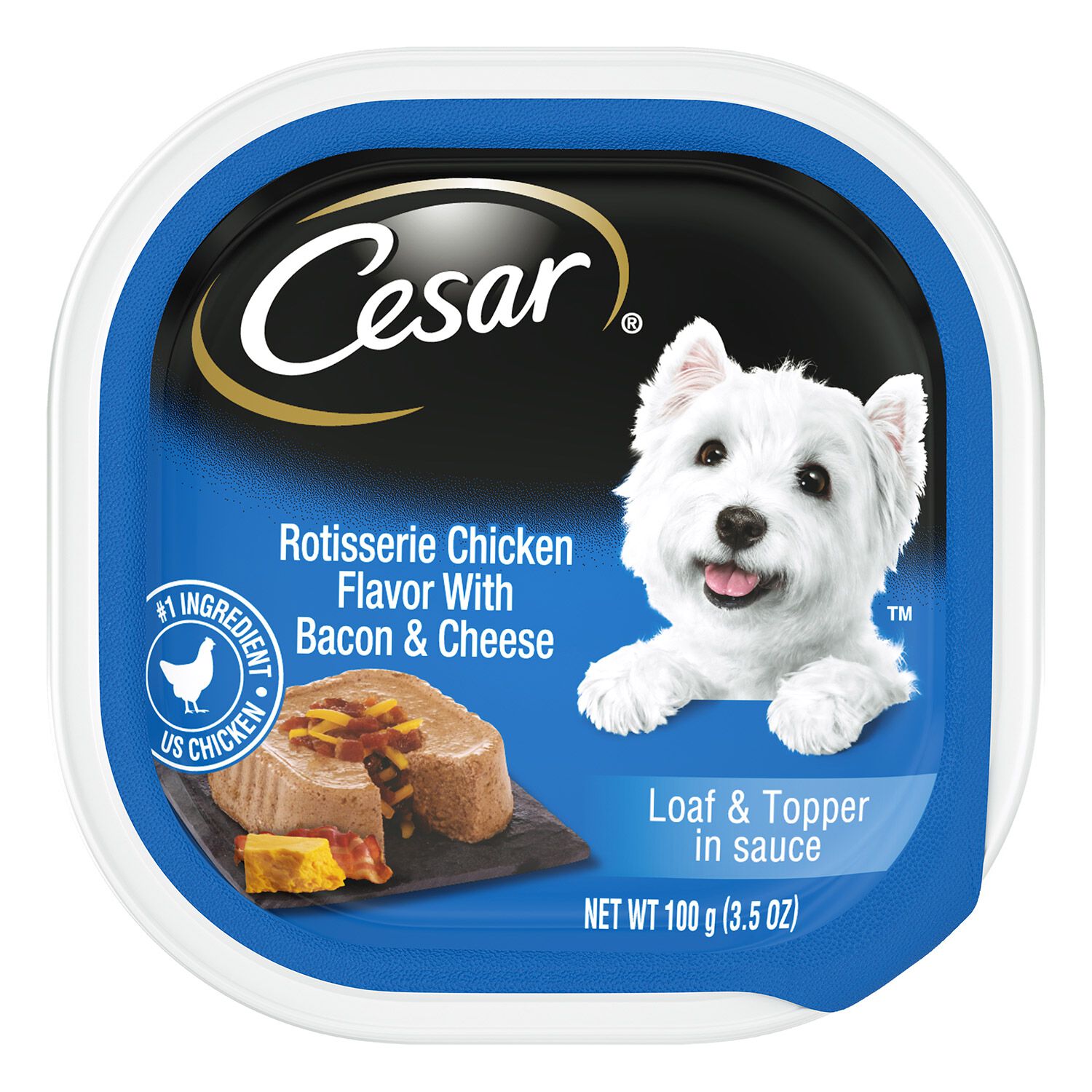 Cesar Loaf & Topper Rotisserie Chicken Flavor With Bacon & Cheese Dog Food
