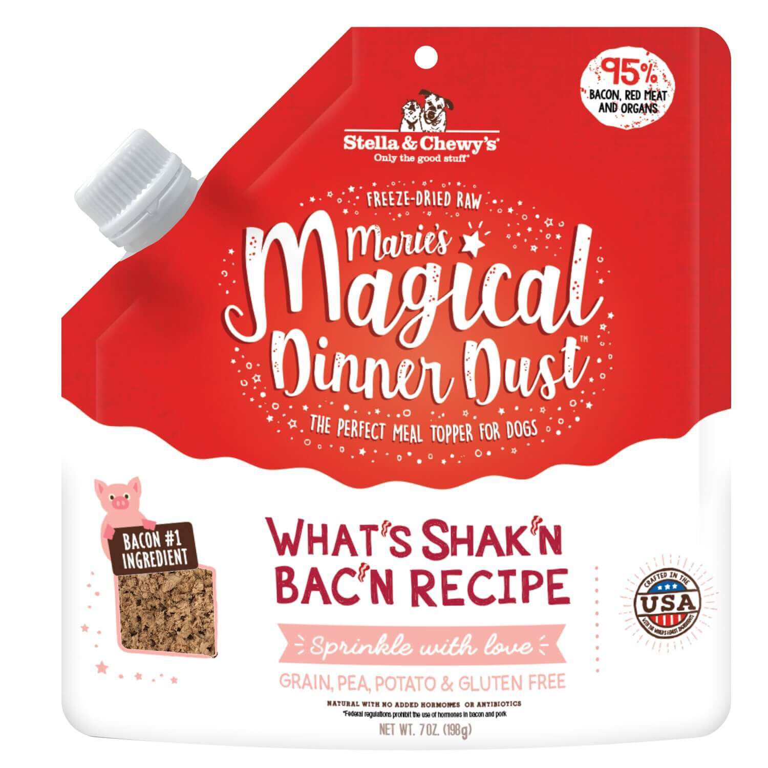 Stella & Chewy's Marie's Magical Dinner Dust What's Shak'n Bac'n Recipe Dog Food