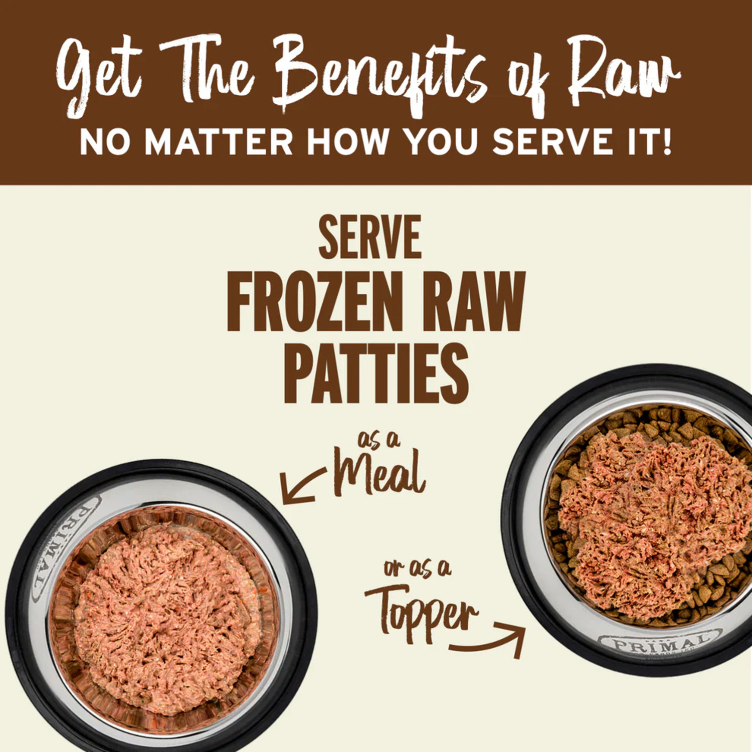 Primal Raw Patties Beef Frozen Dog Food, 6-Lb Bag