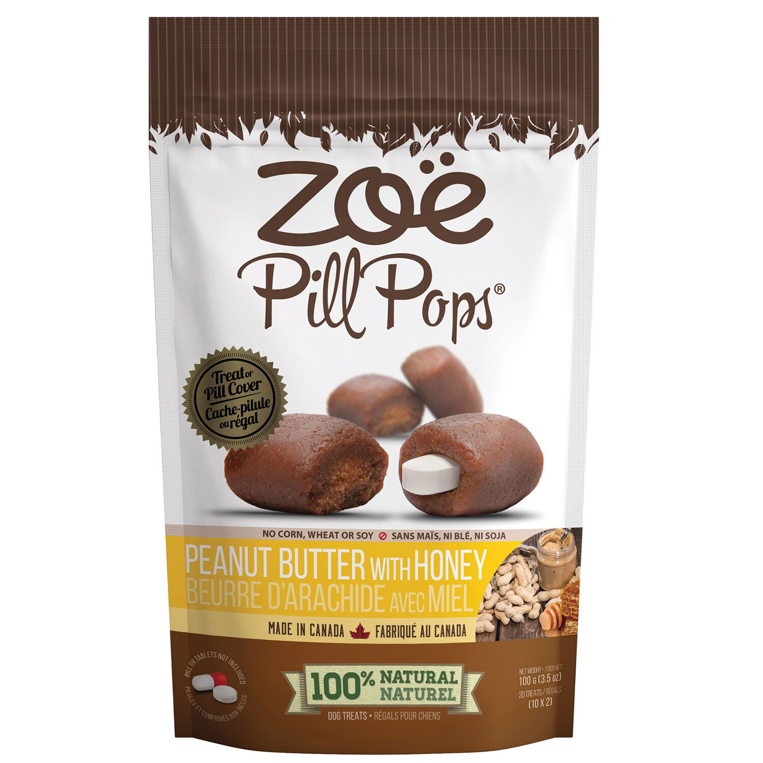 Pill Pops - Peanut Butter With Honey Dog Treat