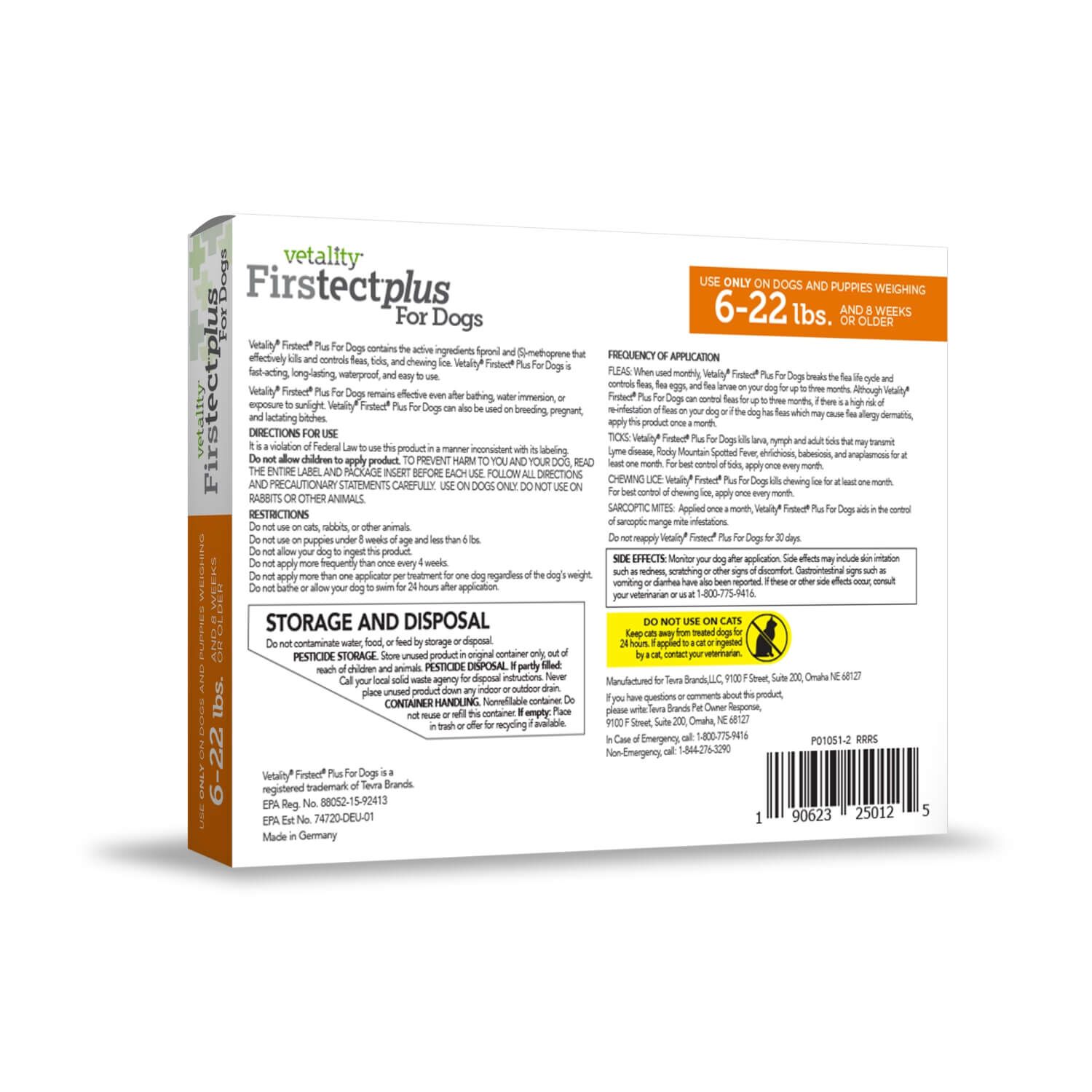 Vetality Firstect Plus Topical Flea & Tick Treatment For Extra-Large Dogs, 89-132-Lbs, 3 Doses