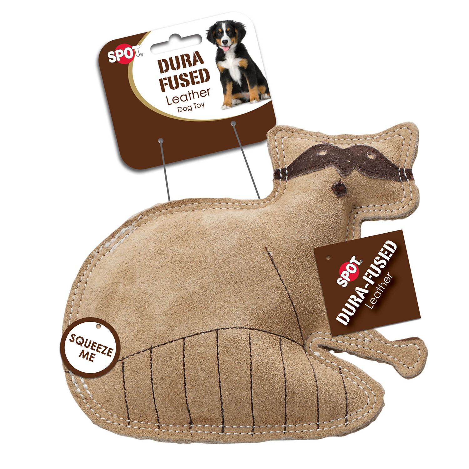 Spot Dura-Fused Leather Raccoon Dog Toy, Small