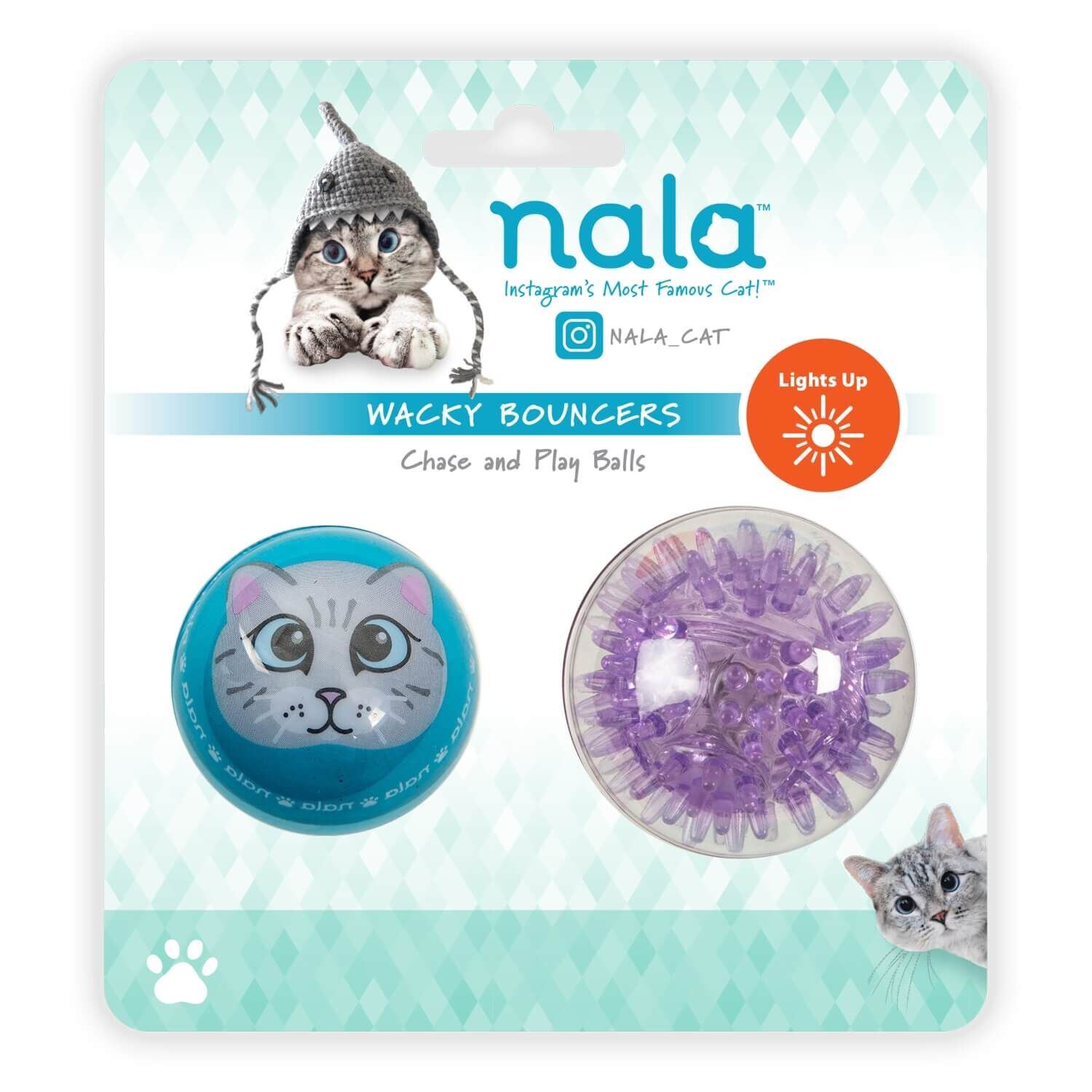 Nala Wacky Bouncers Led Balls Cat Toys, 2 Pack