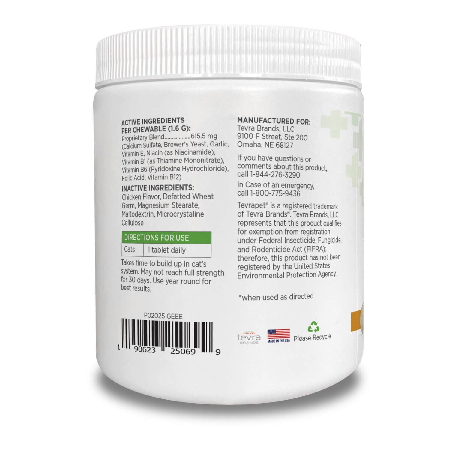 Vetality Naturals Oral Flea & Tick Repellent Chews For Cats, Chicken Flavor