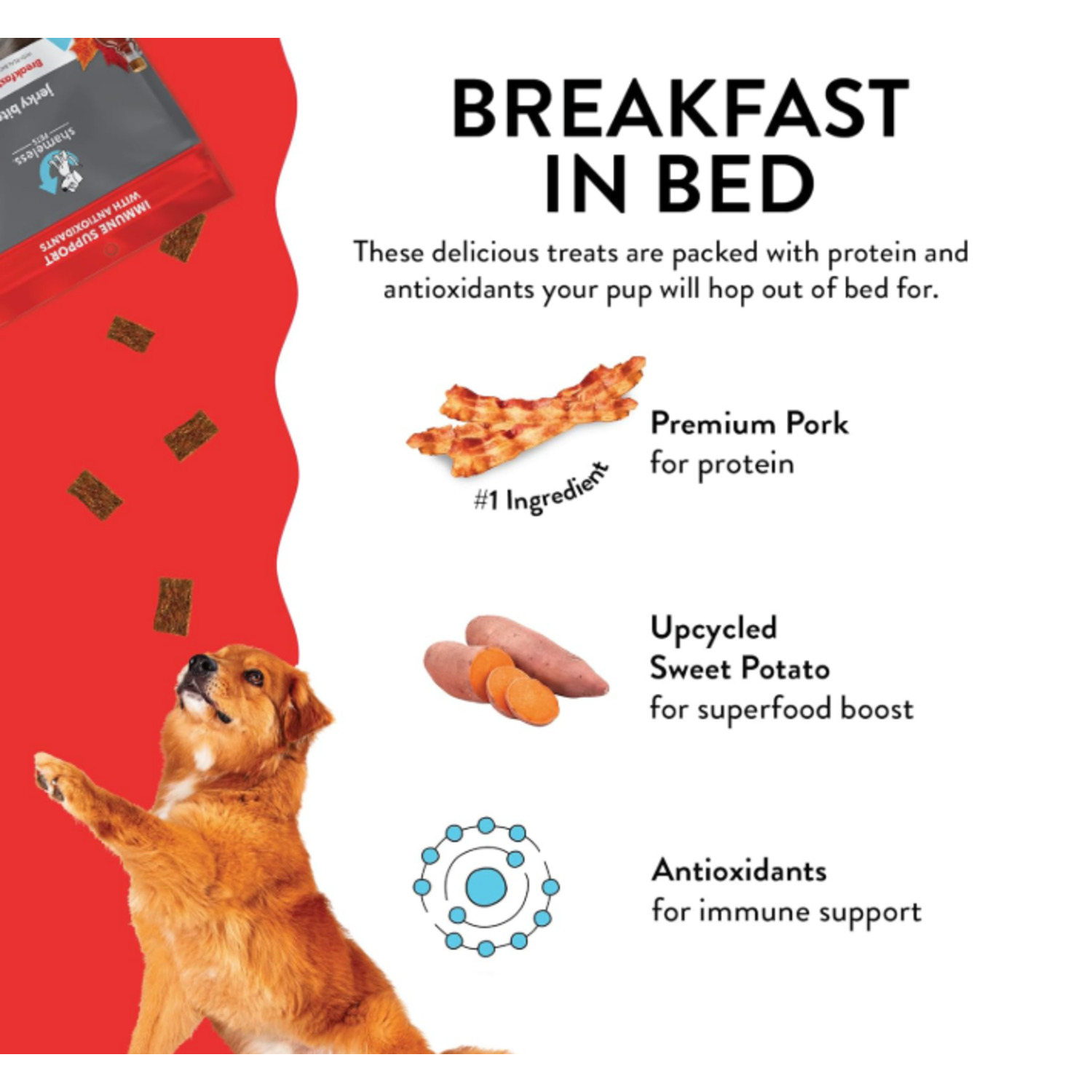 Shameless Pets Breakfast In Bed Bacon & Maple Jerky Dog Treats, 4.5Oz