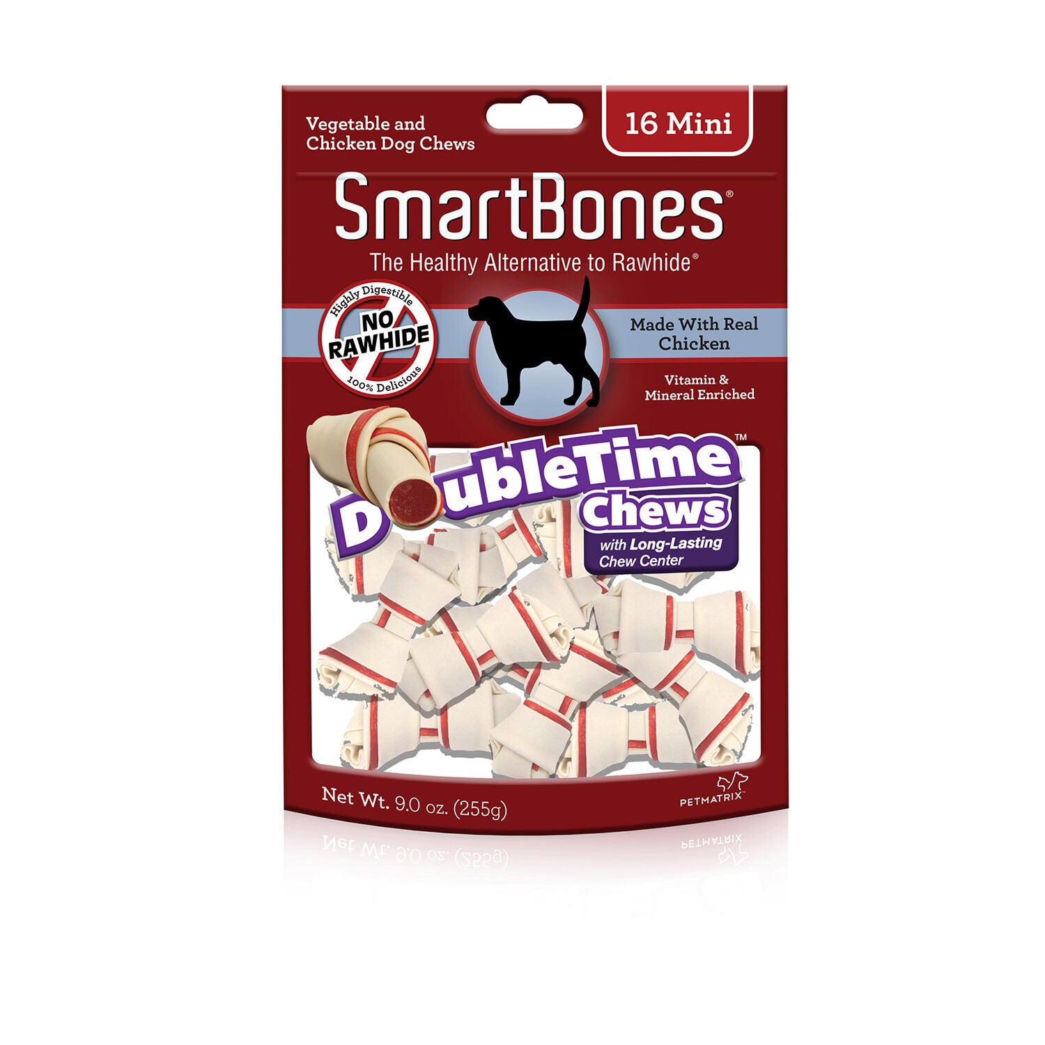 Smartbones Double Time Mini Chicken Rawhide Alternative Chews Dog Treats, 16 Count