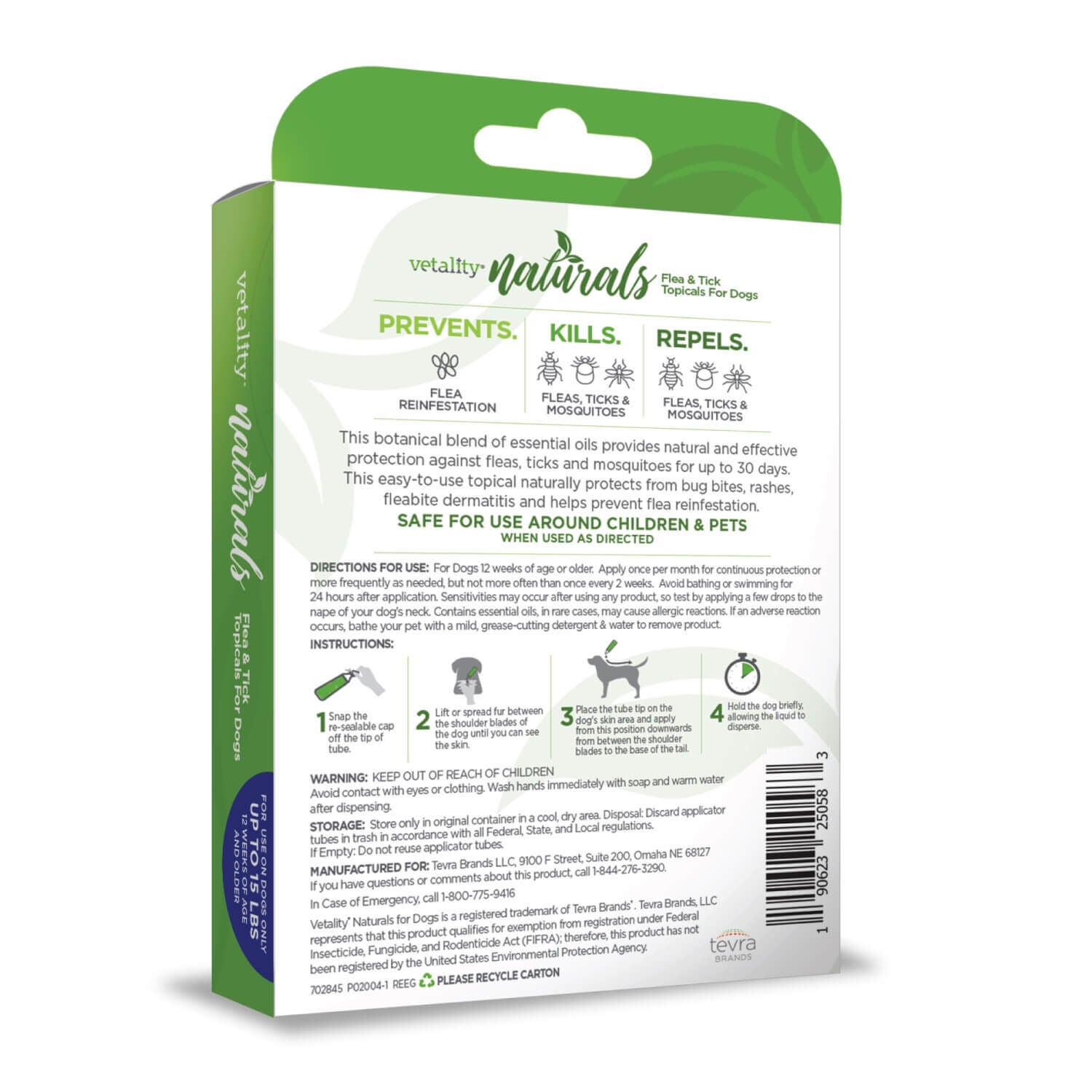 Vetality Naturals Flea & Tick Topicals For Dogs Up To 15 Lbs