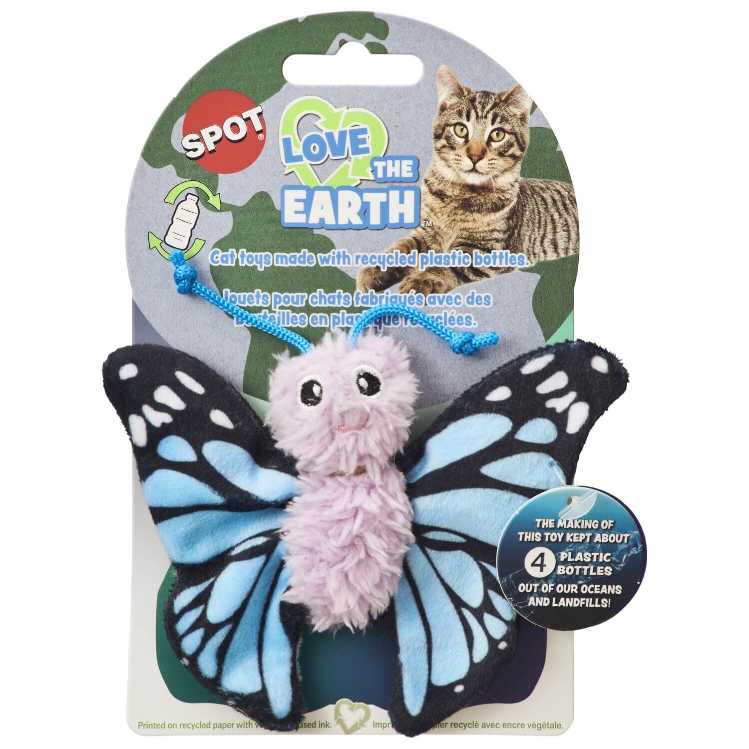 Spot Love The Earth Butterfly Plush Canip Cat Toy - Assorted Colors