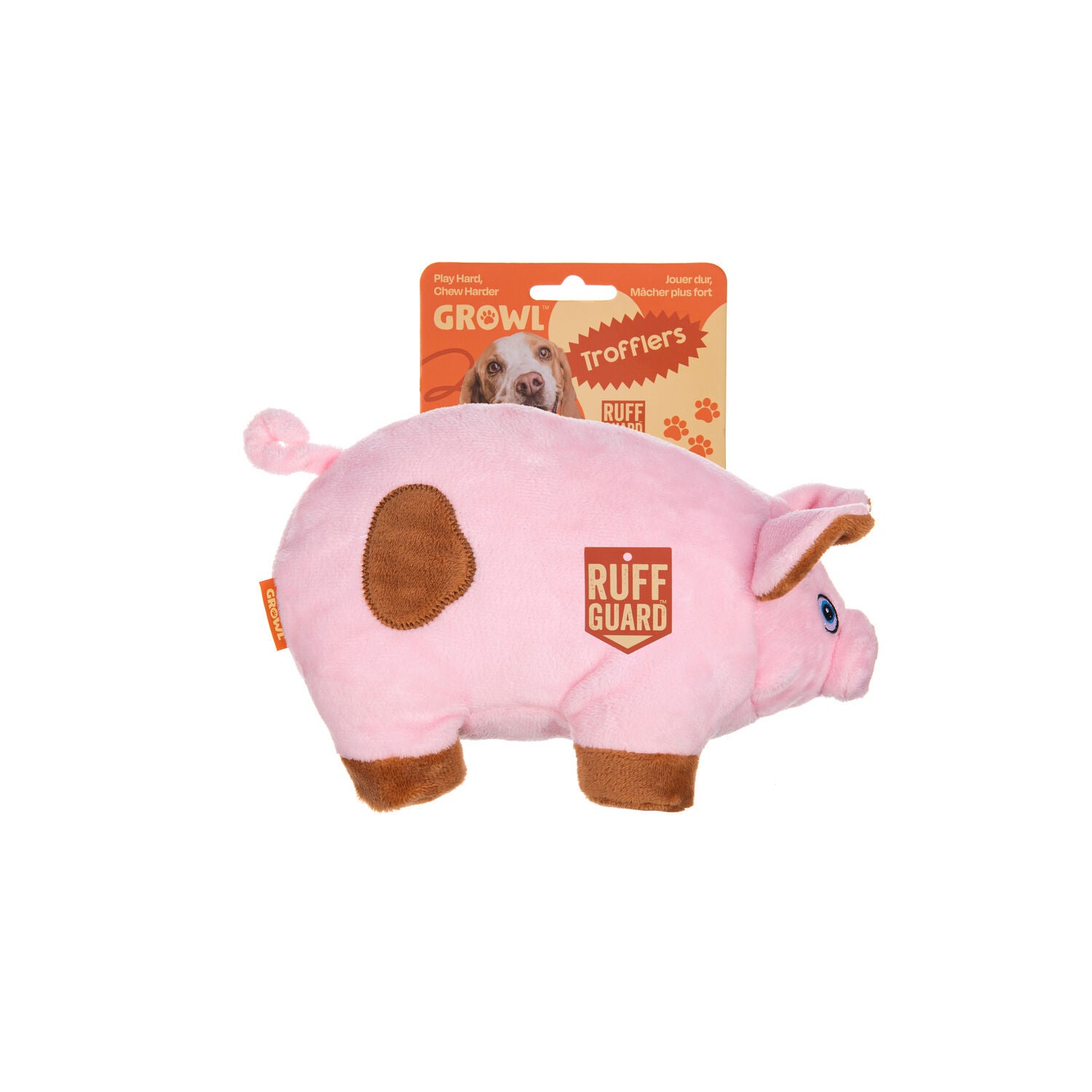 Growl Trofflers Oinkers The Pig Plush Squeaky Dog Toy, 8"
